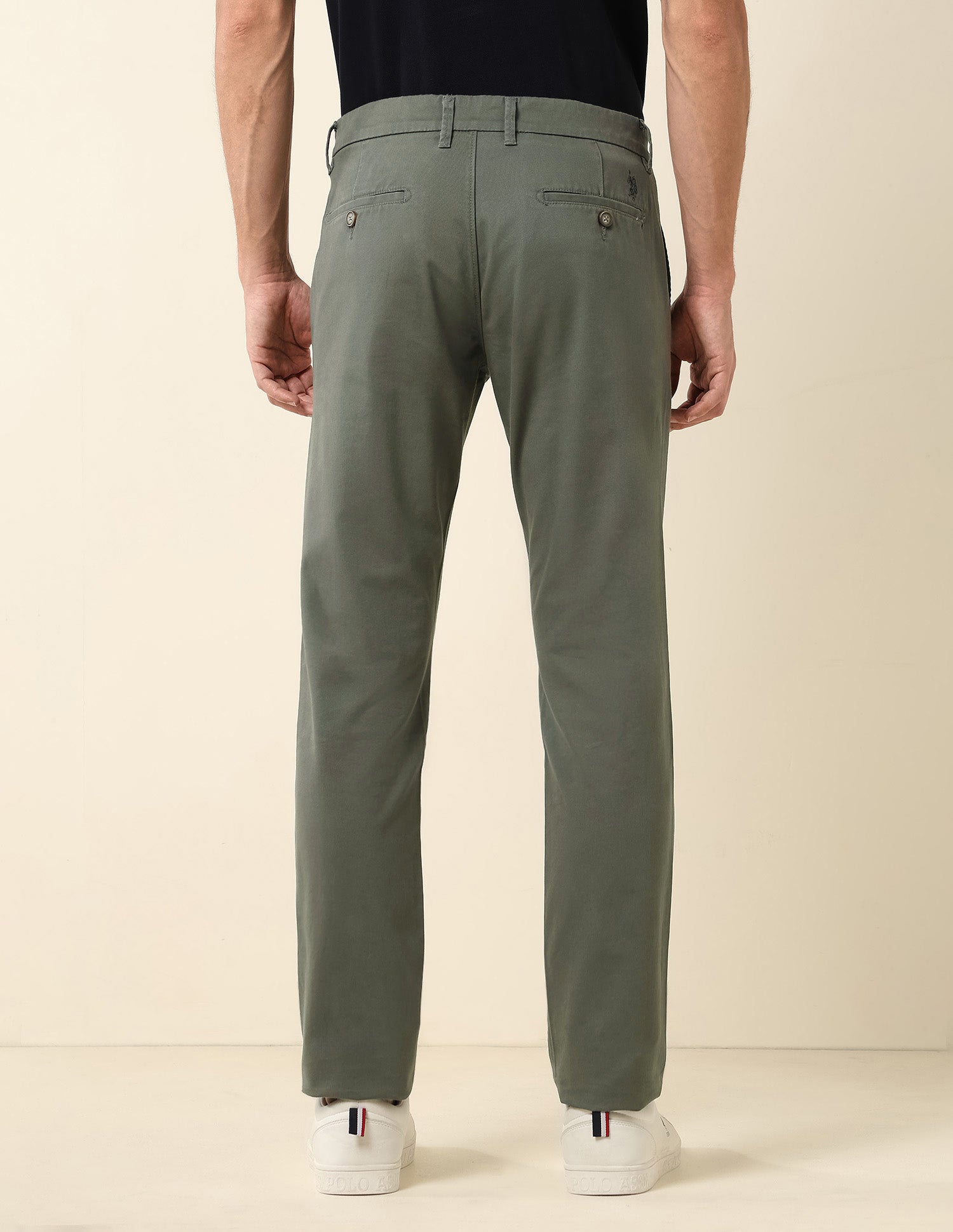 Austin Slim Fit Satin Trousers Olive - U.S. Polo Assn. India | Large