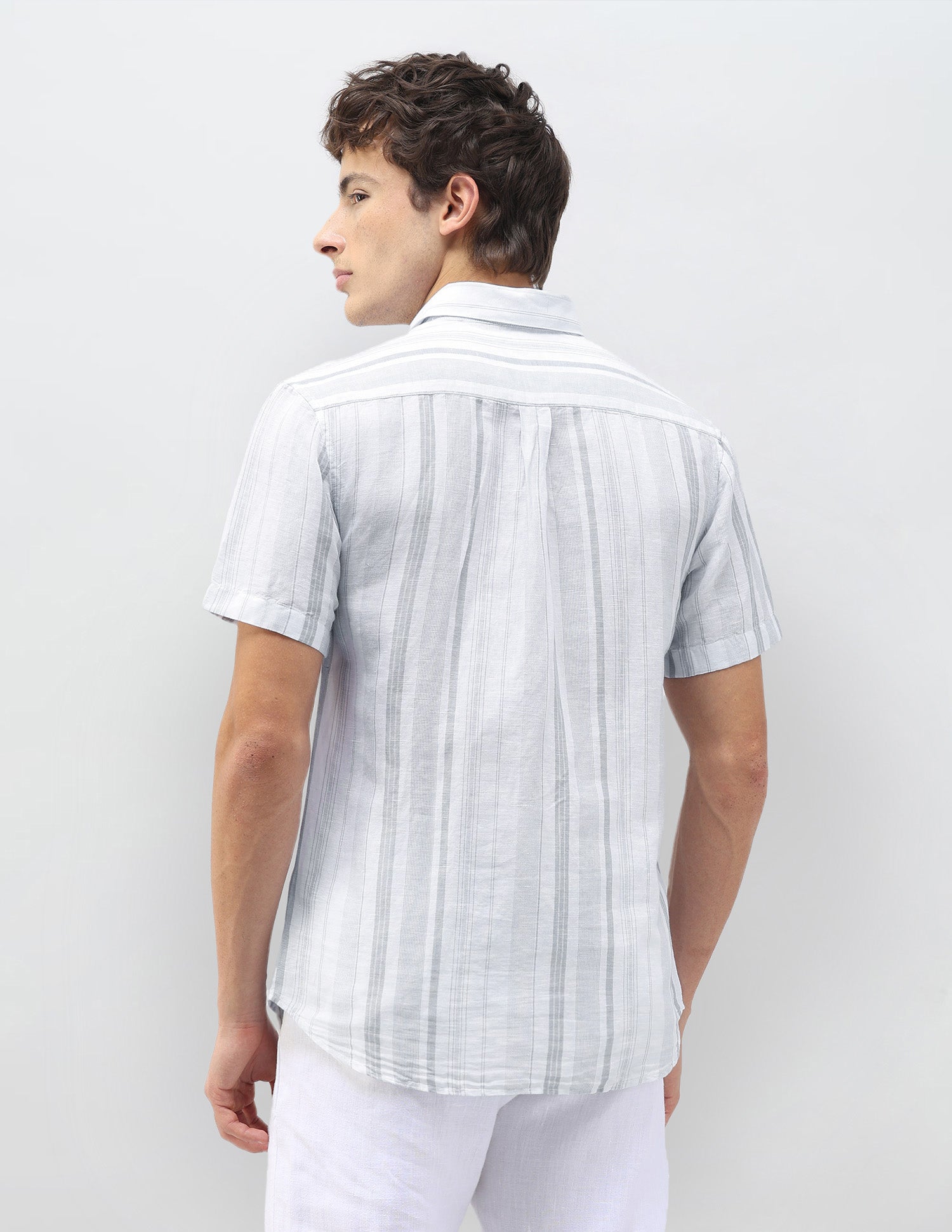 Vertical Striped Regular Fit Shirt Light Grey - U.S. Polo Assn. India | Large