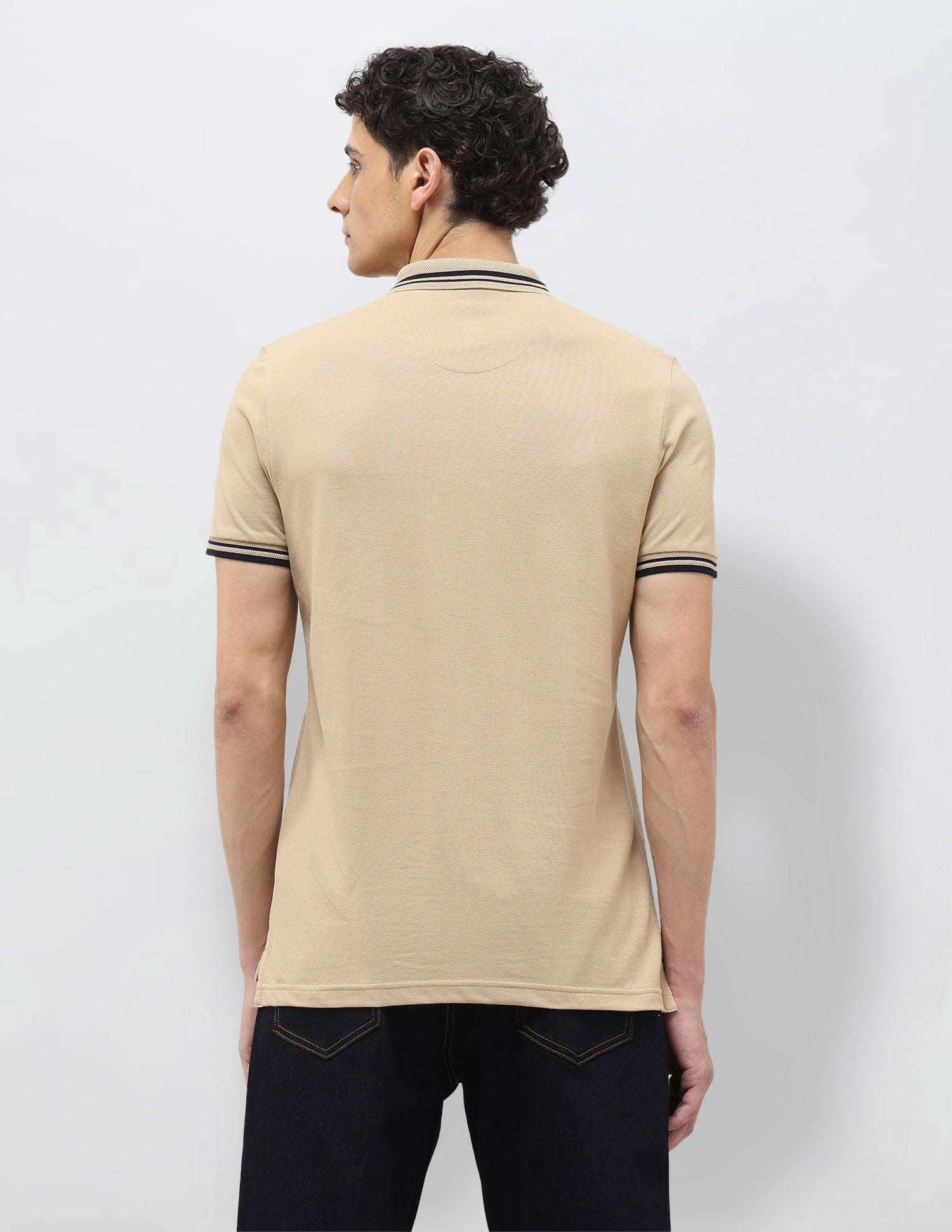 Pure Cotton Muscle Fit Polo Shirt Beige - U.S. Polo Assn. India | Large