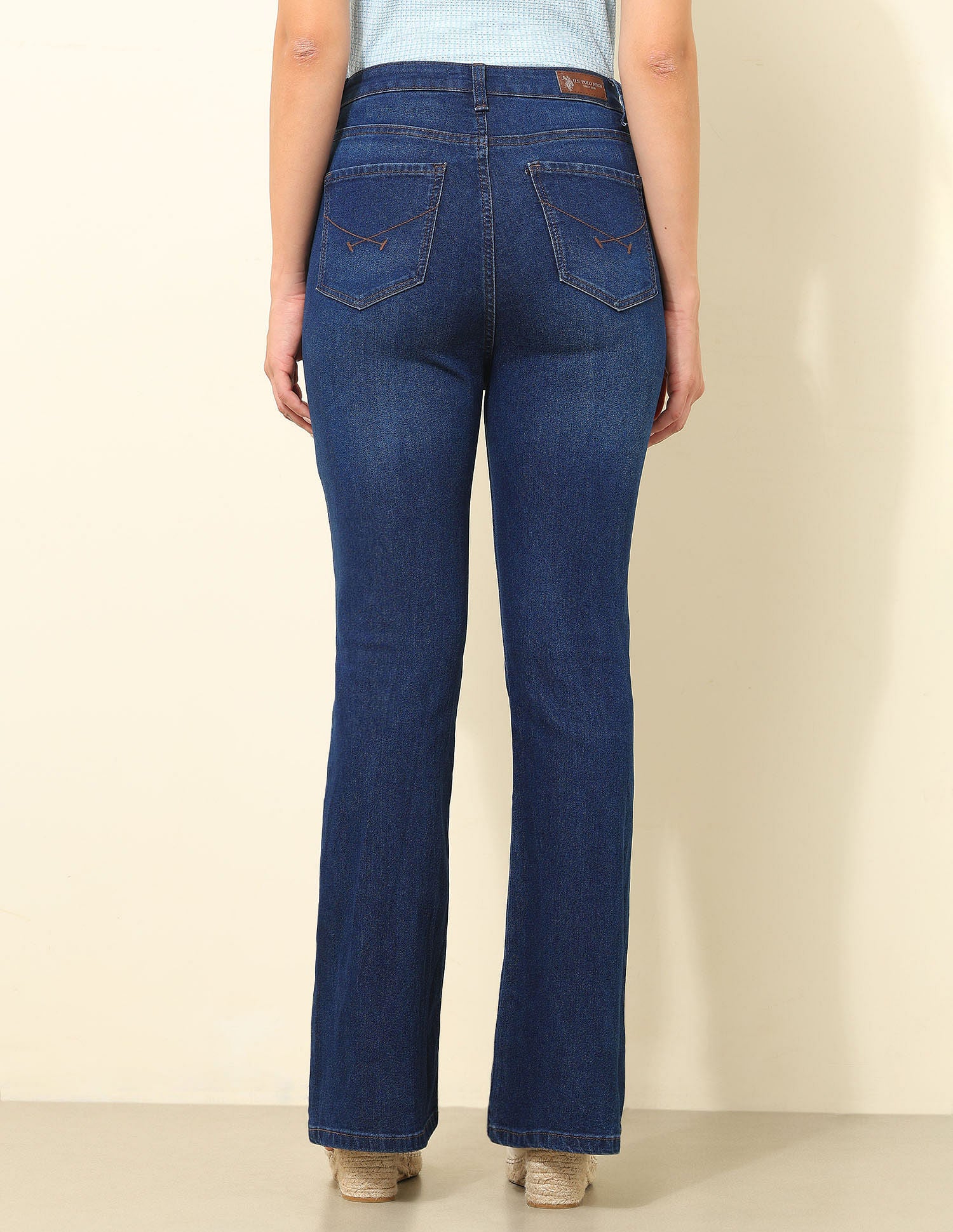 Ultra-High Rise Flared Fit Jeans Dark Blue - U.S. POLO ASSN. | Large