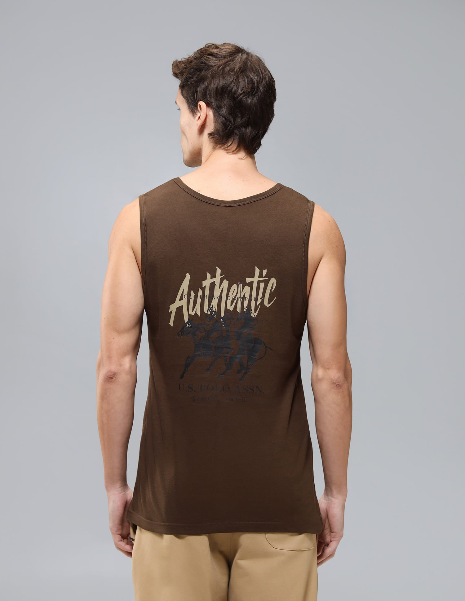 Pure Cotton Printed OEV10 Vest Brown - U.S. Polo Assn. India | Large