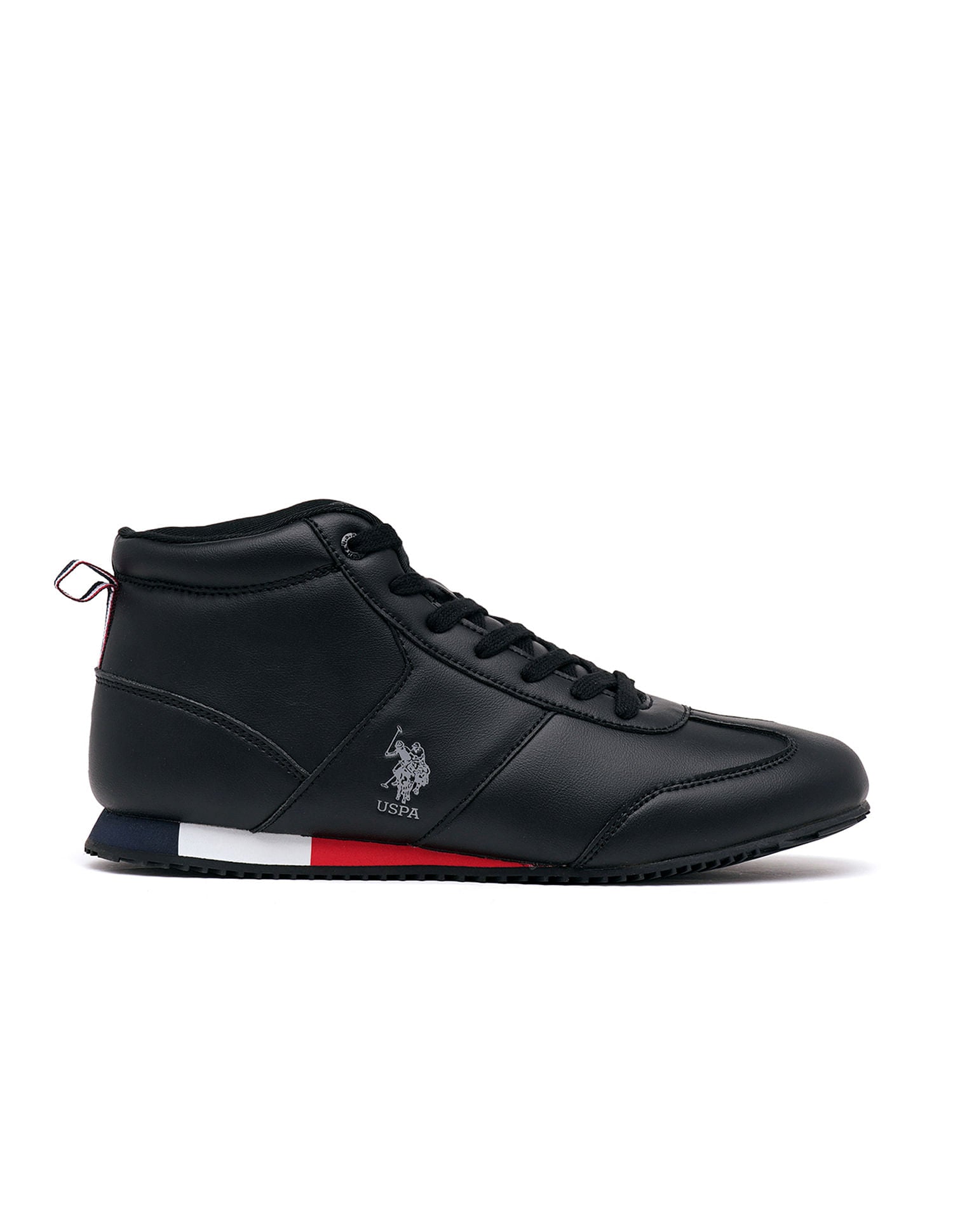 Men Rentso Black Retro Mid Top  Sneakers Black - U.S. Polo Assn. India | Large