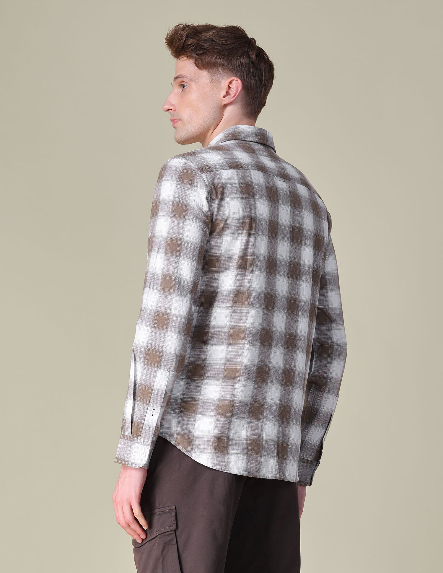 Tartan Checked Dobby Shirt Light Brown - U.S. POLO ASSN. | Large