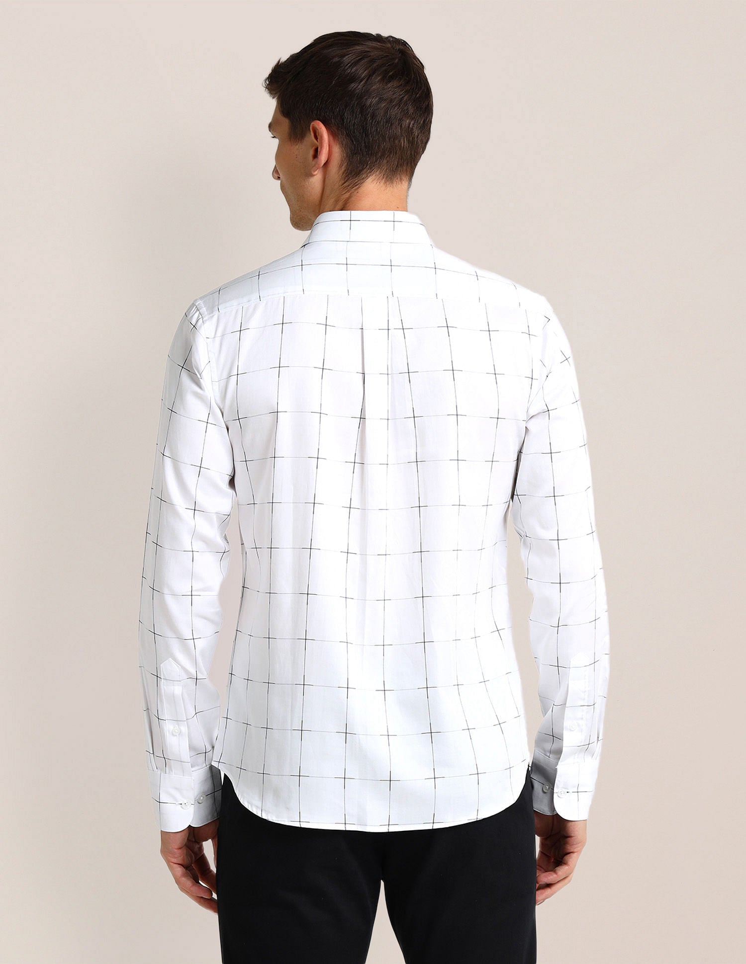 Tailored Fit Cotton Checked Shirt White - U.S. Polo Assn. India | Large
