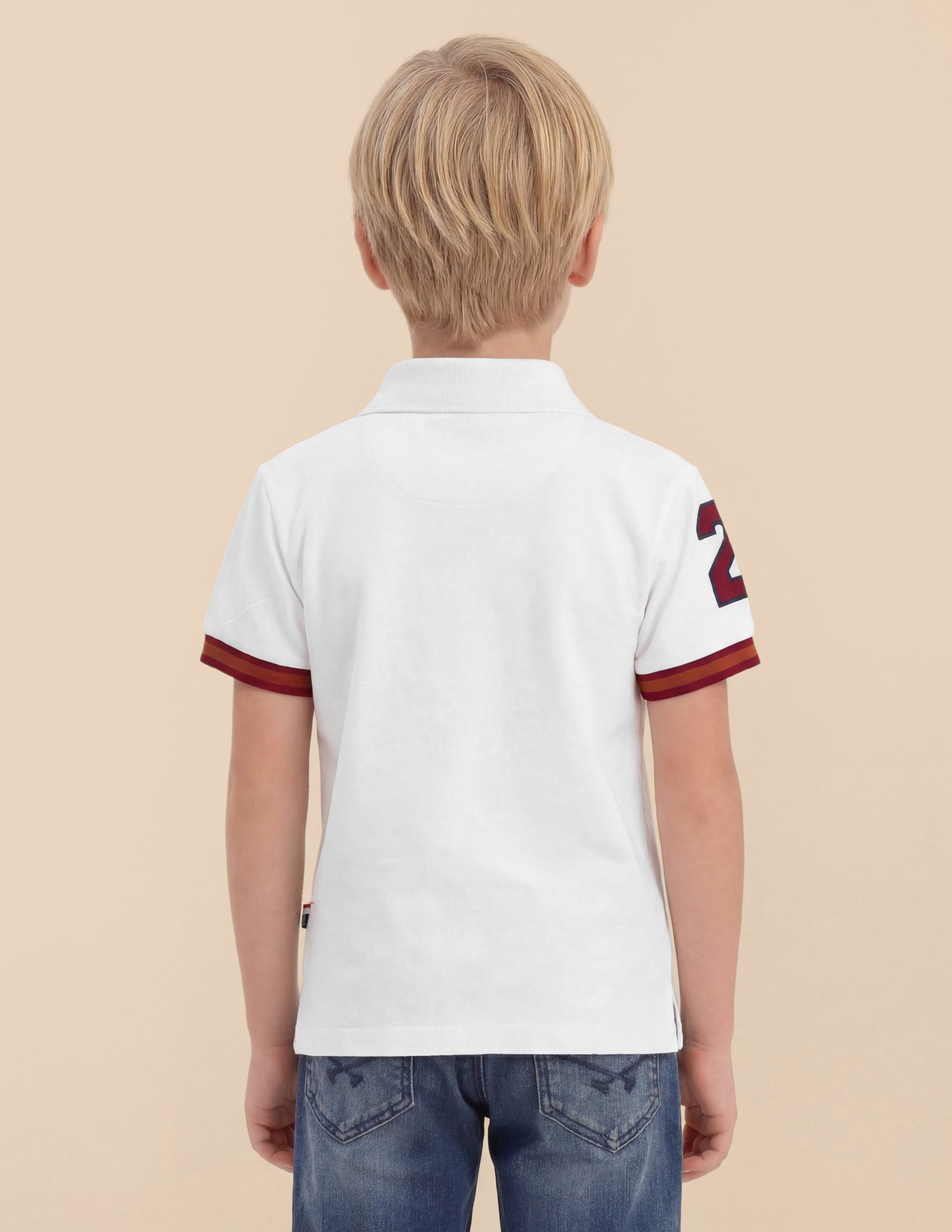 Boys Solid Regular Fit Polo Shirt Off White - U.S. Polo Assn. India | Large