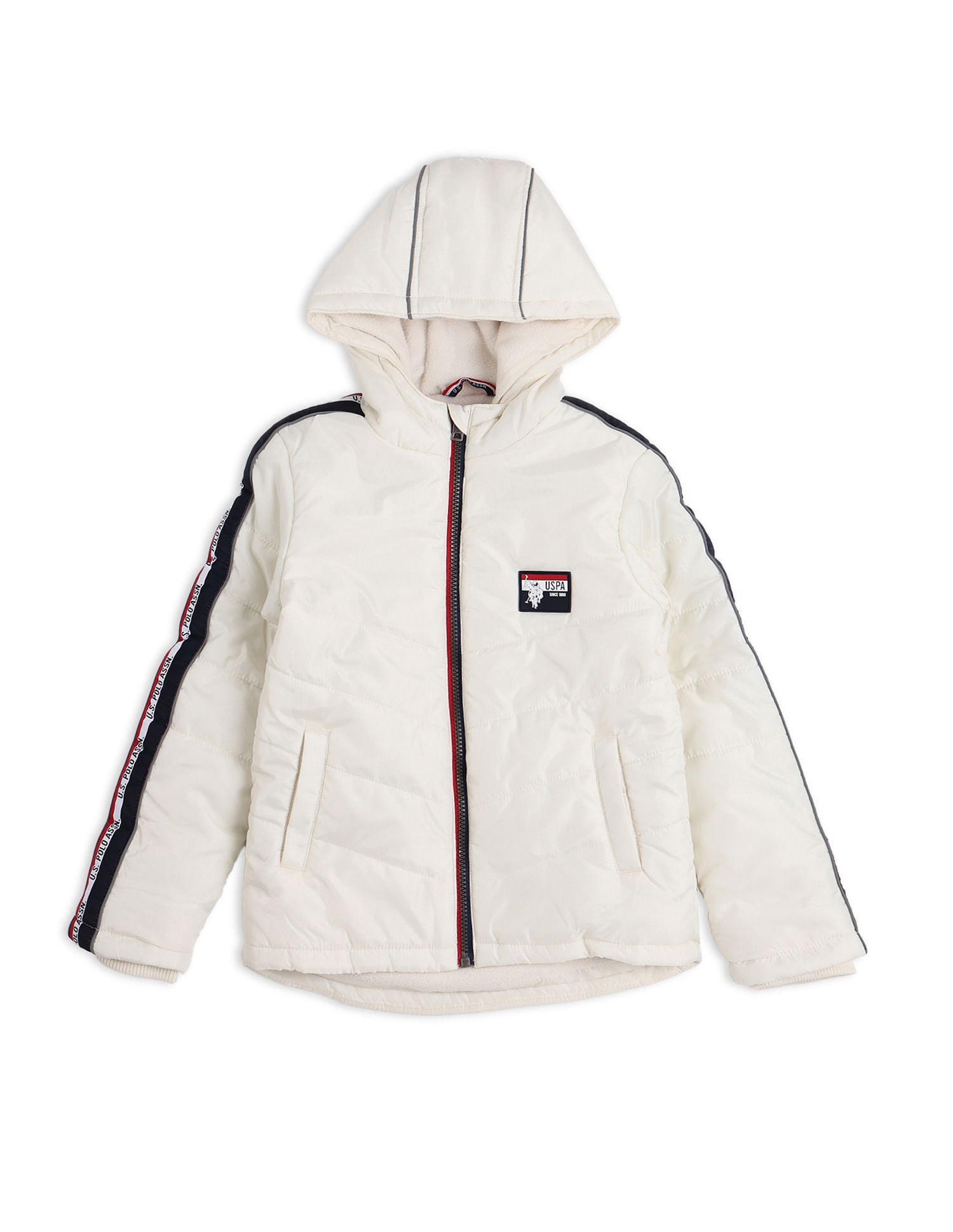 Boys Solid Hooded Jackets White - U.S. POLO ASSN. | Large