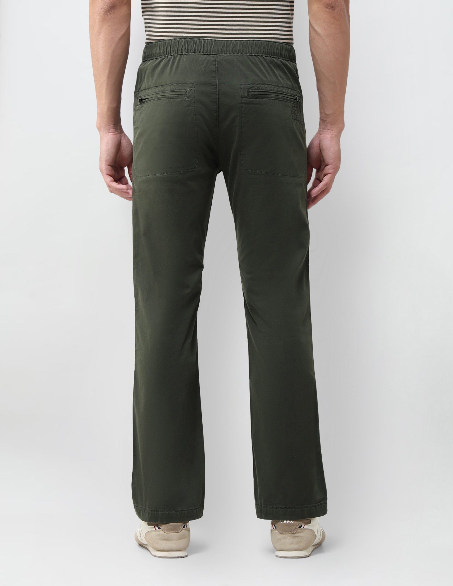 Twill Harold Slim Straight Fit Trousers Dark Olive - U.S. Polo Assn. India | Large
