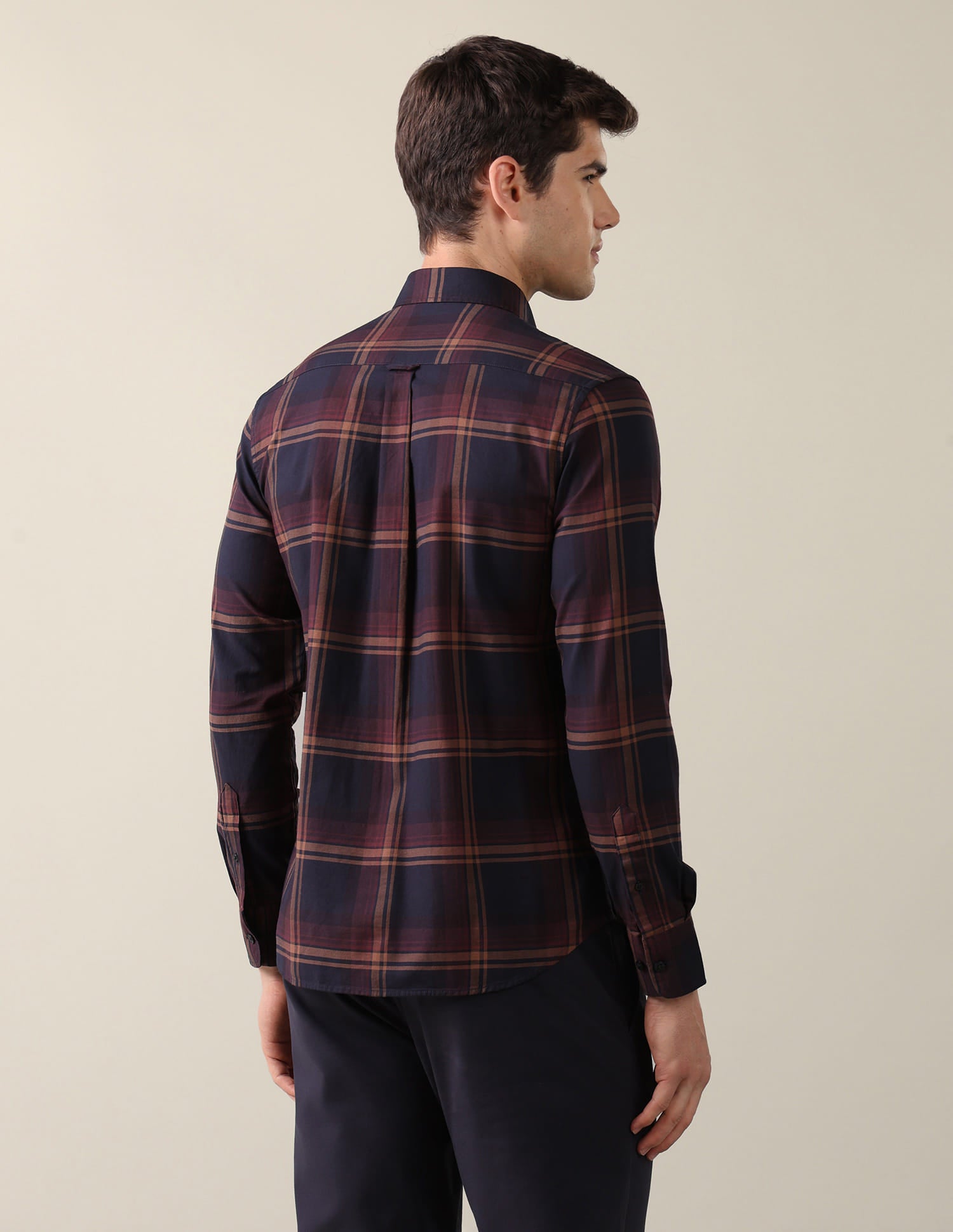 Plaid Checked Tailored Fit Shirt Blue - U.S. Polo Assn. India | Large