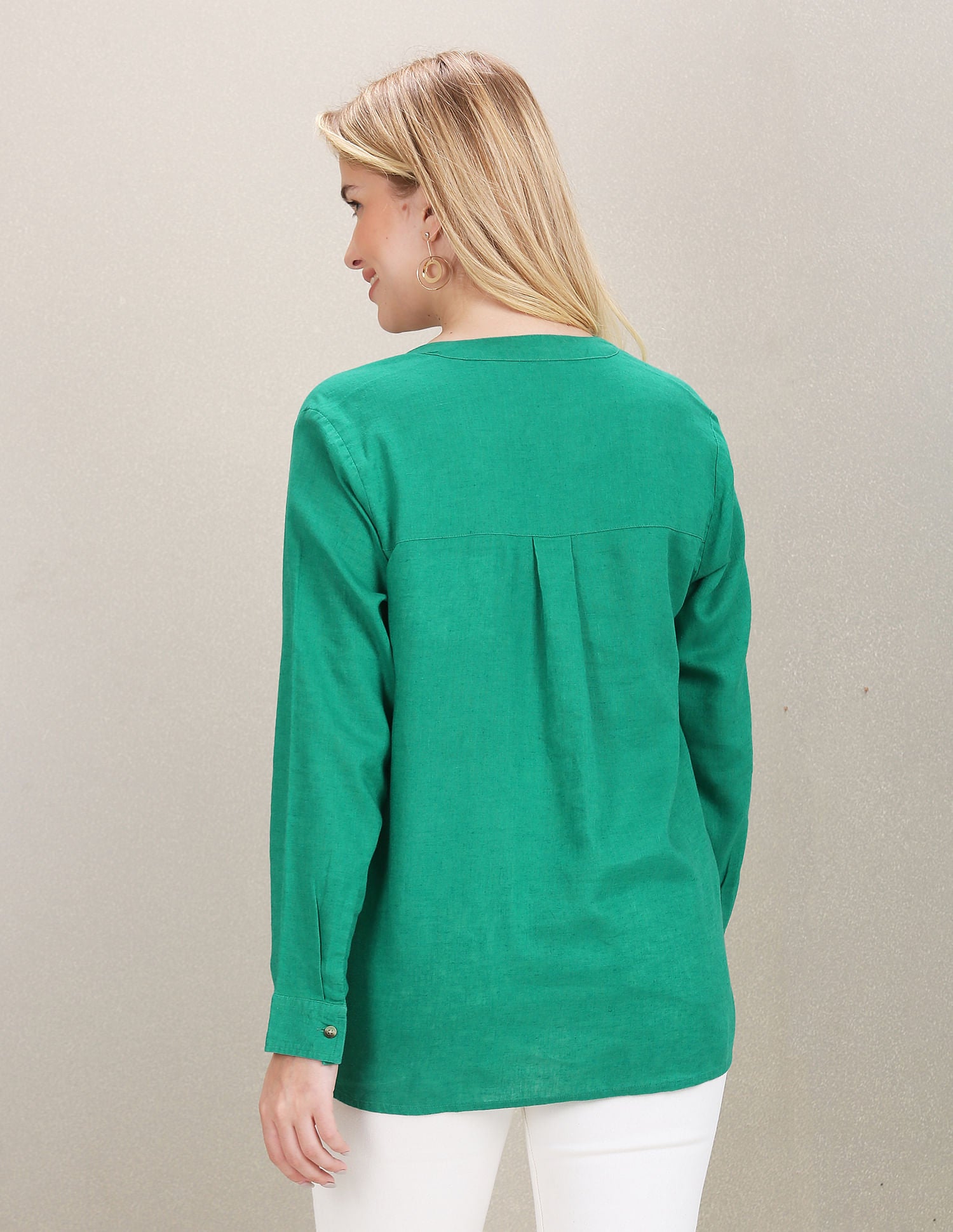 Mandarin Collar Solid Top Green - U.S. Polo Assn. India | Large