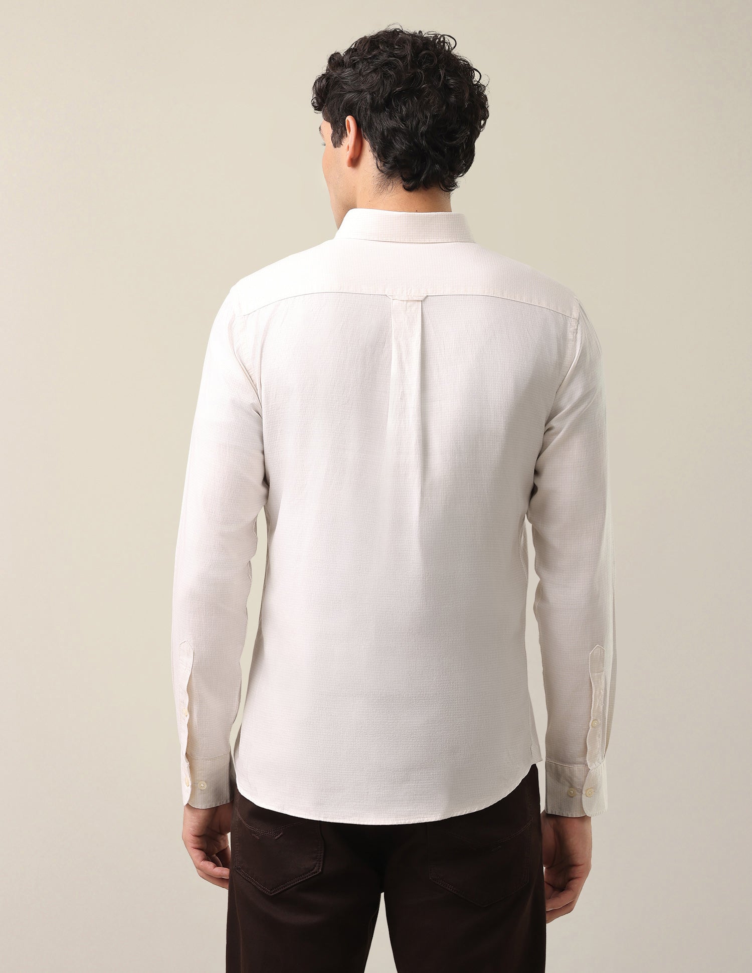 Twill Tailored Fit Button-Down Collar Shirt Ivory - U.S. Polo Assn. India | Large