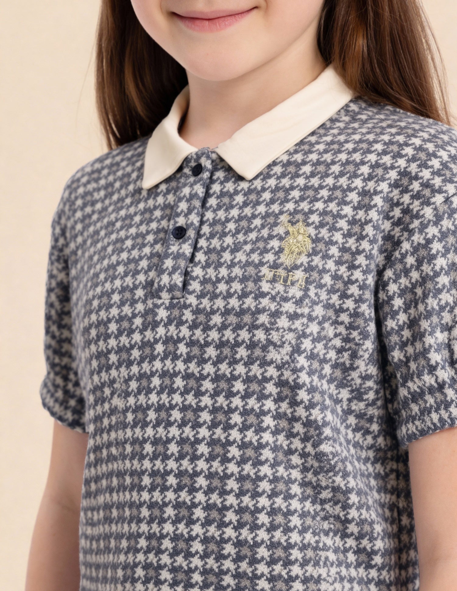 Girls Patterned Knit T-Shirt Dress Navy - U.S. Polo Assn. India | Large
