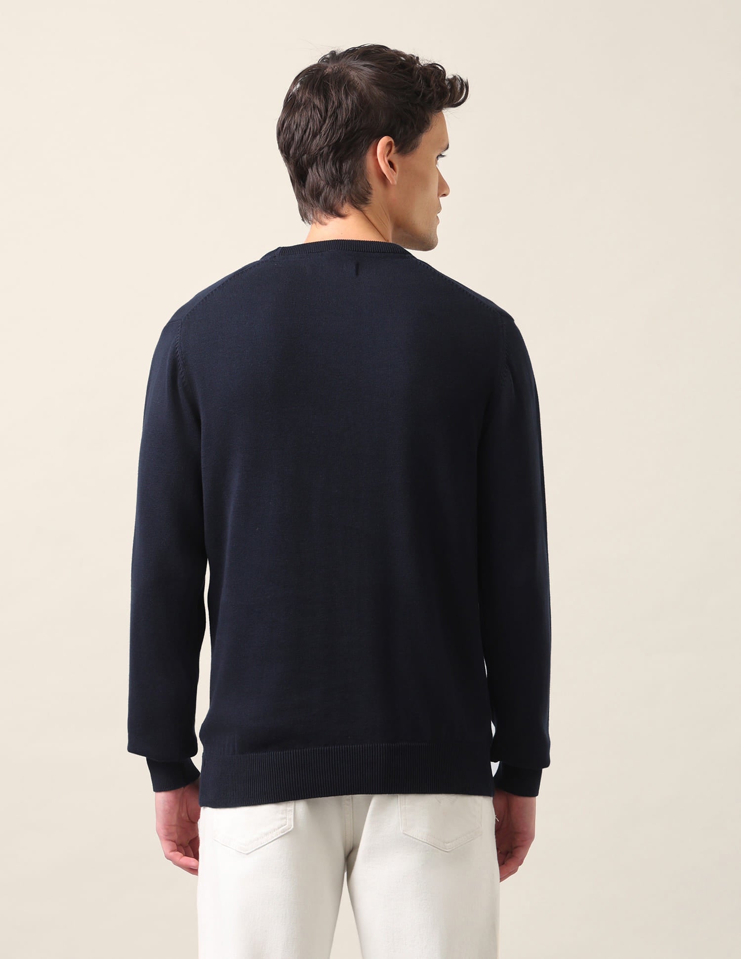 Brand Printed Regular Fit Sweater Navy - U.S. Polo Assn. India | Large