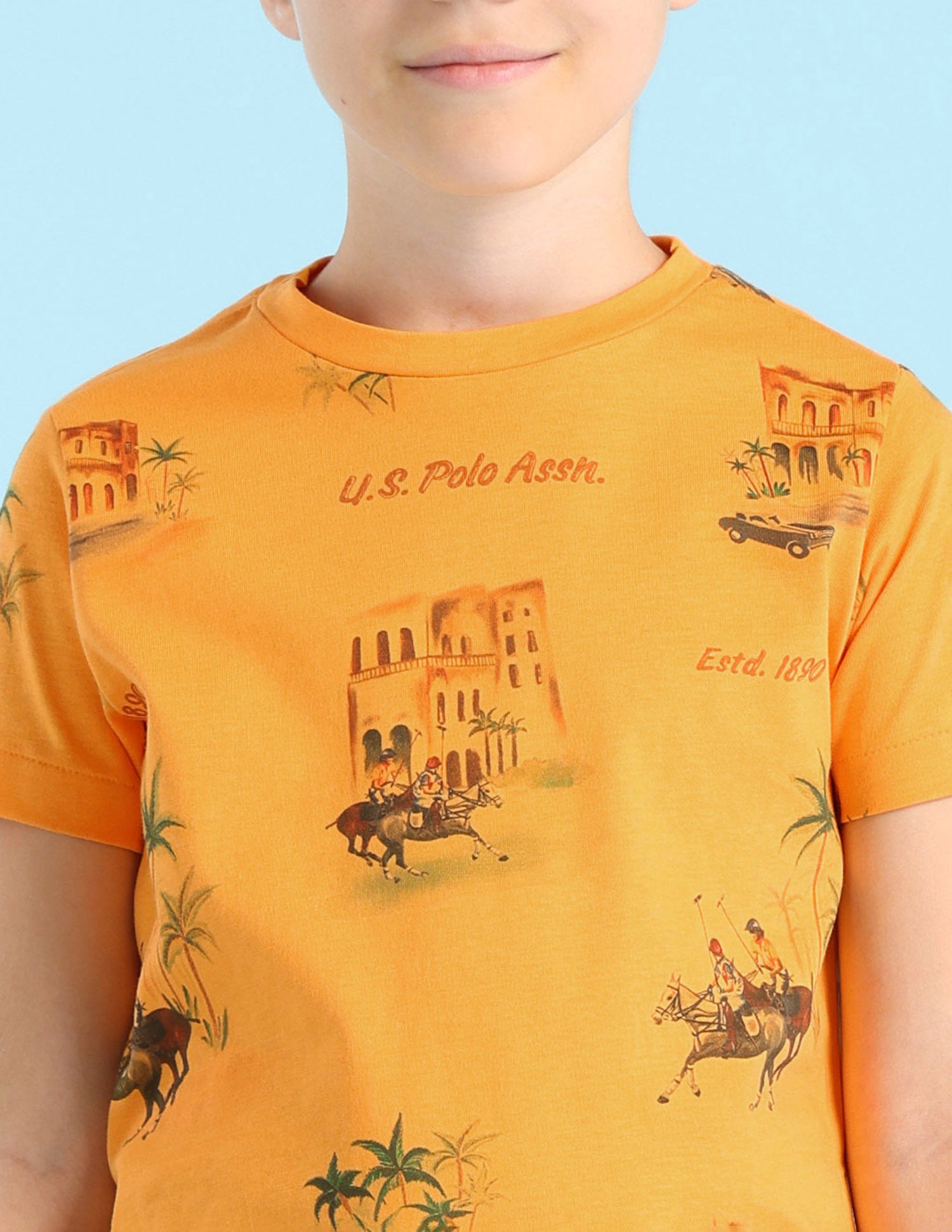 Boys Brand Printed Regular Fit T-Shirt Orange - U.S. POLO ASSN. | Large