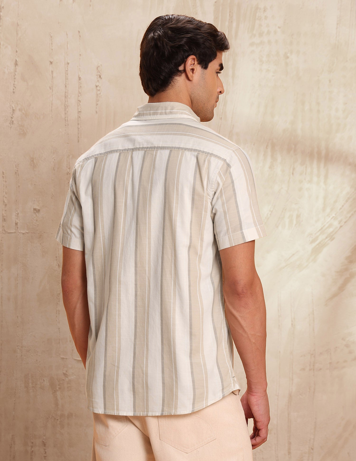 Slim Fit Vertical Striped Shirt Beige - U.S. POLO ASSN. | Large