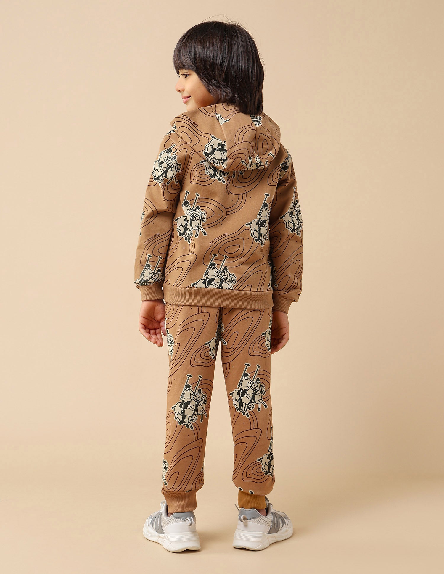 Boys Graphic Brand Printed Regular Fit Sweatshirt Light Brown - U.S. POLO ASSN. | Large