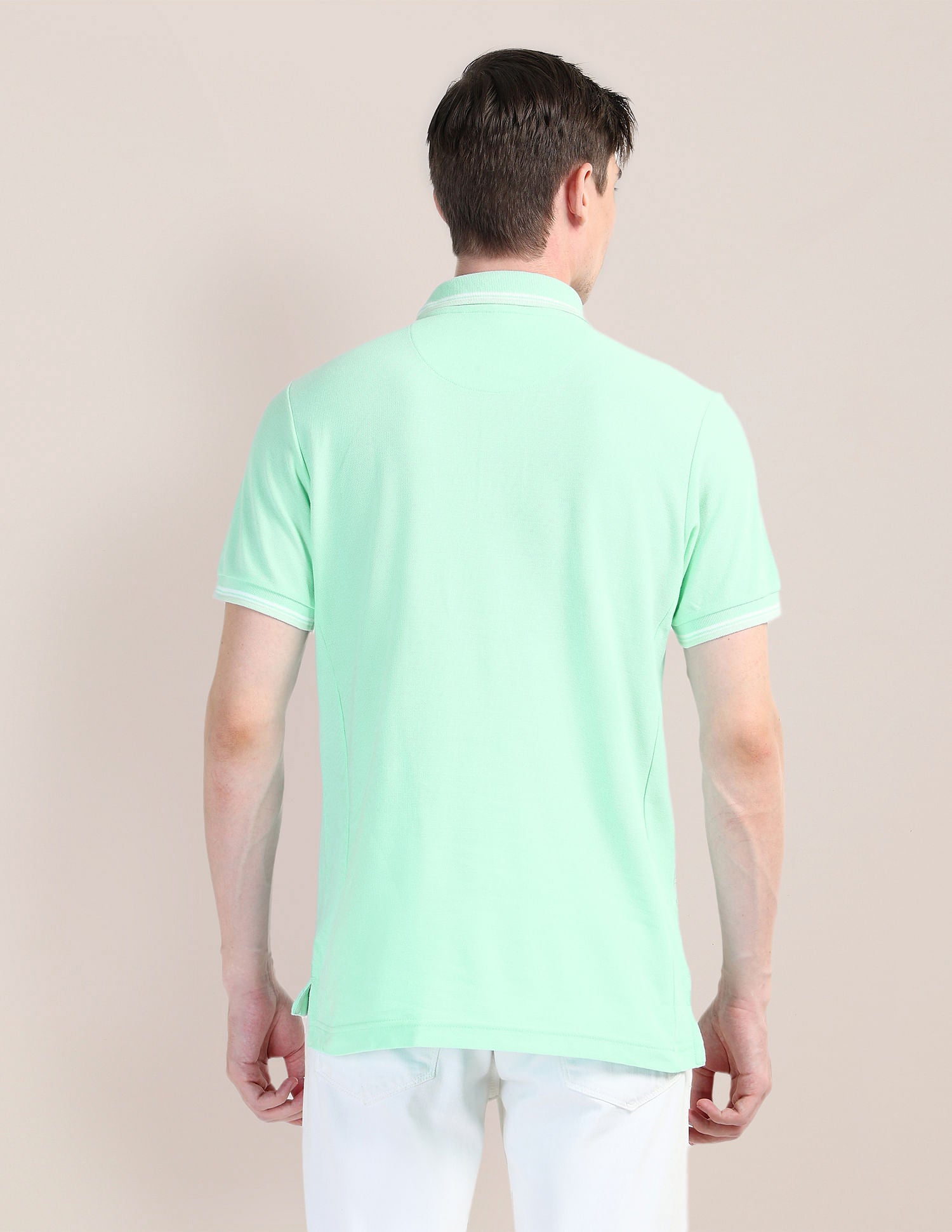 Solid Slim Fit Polo Shirt Green - U.S. Polo Assn. India | Large