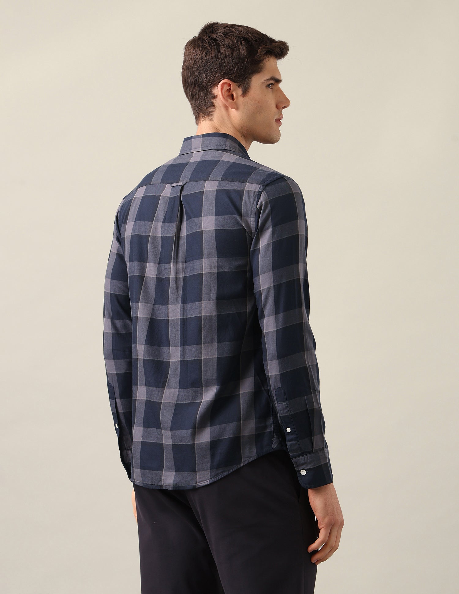 Grid Tattersall Checked Twill Shirt Dark Grey - U.S. Polo Assn. India | Large