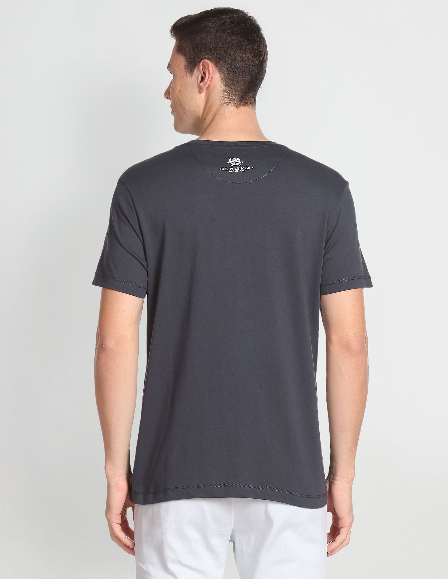 Typographic Print Cotton T-Shirt Dark Grey - U.S. Polo Assn. India | Large