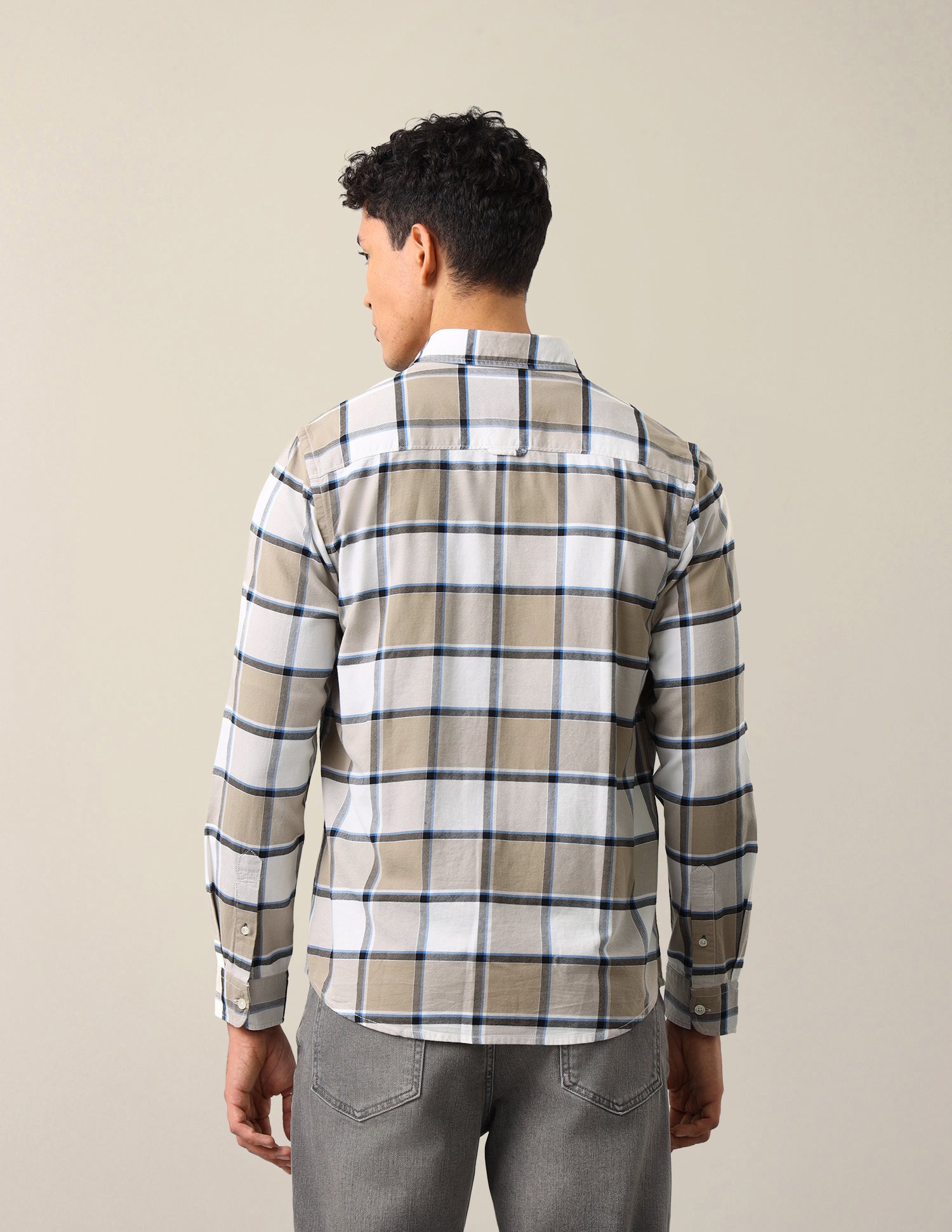 Twill Windowpane Checked Shirt Beige - U.S. Polo Assn. India | Large