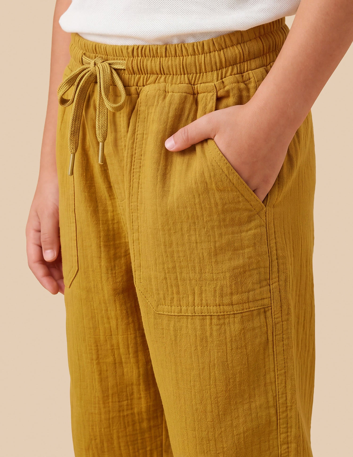 Solid Relaxed Fit Trousers Mustard - U.S. Polo Assn. India | Large