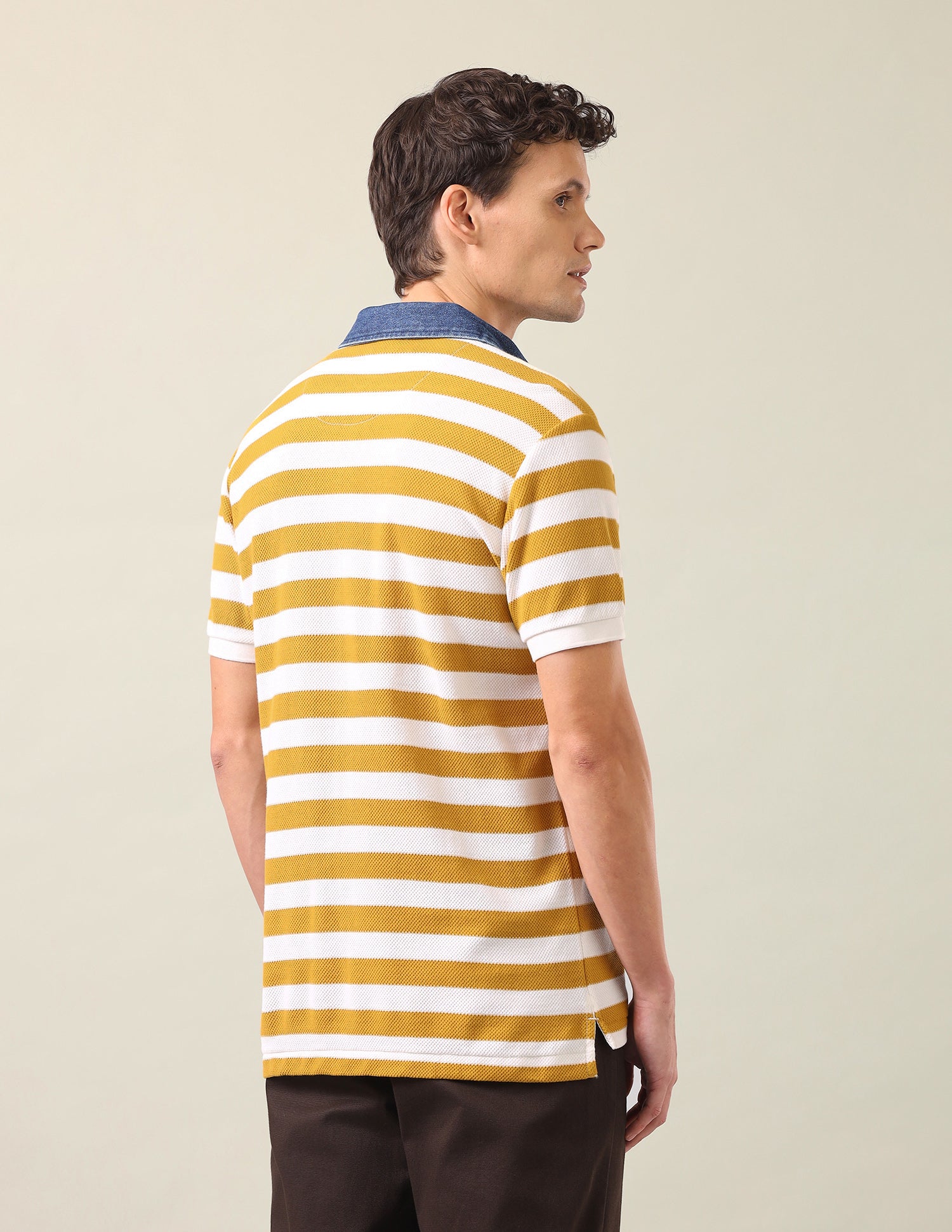 Horizontal Striped Slim Fit Polo Shirt Mustard - U.S. Polo Assn. India | Large