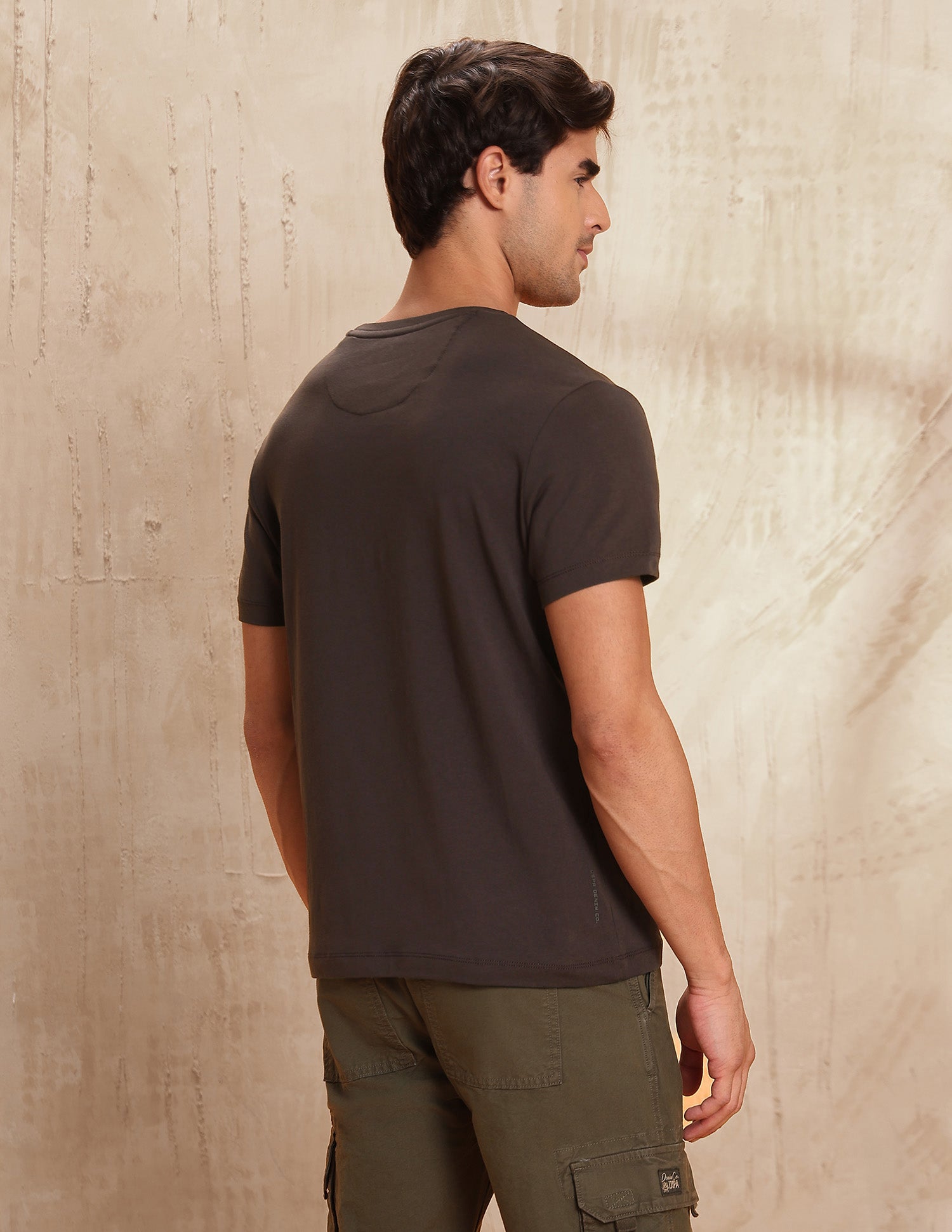 Brand Embossed Regular Fit T-Shirt Dark Brown - U.S. POLO ASSN. | Large