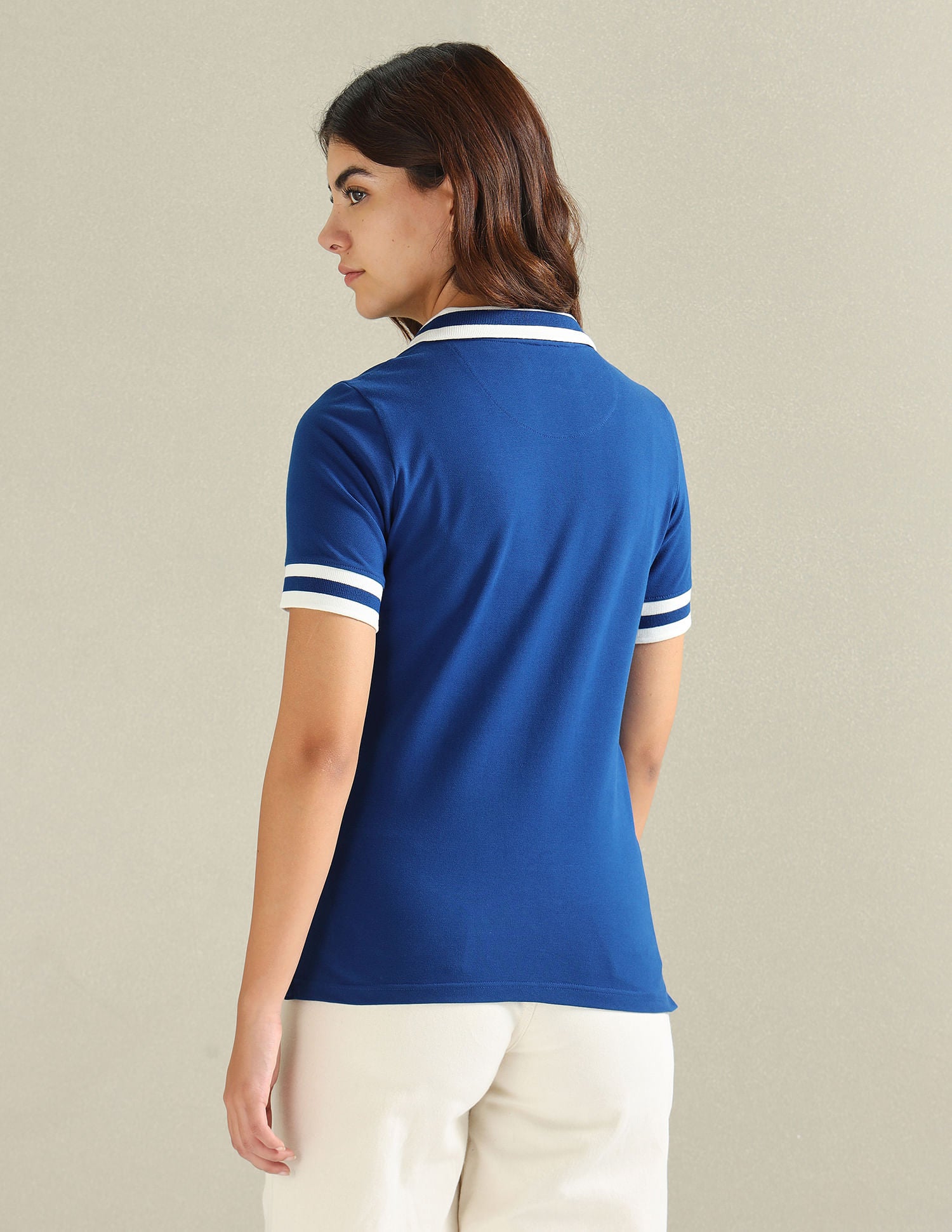 Striped Collar Pique Polo Shirt Blue - U.S. POLO ASSN. | Large