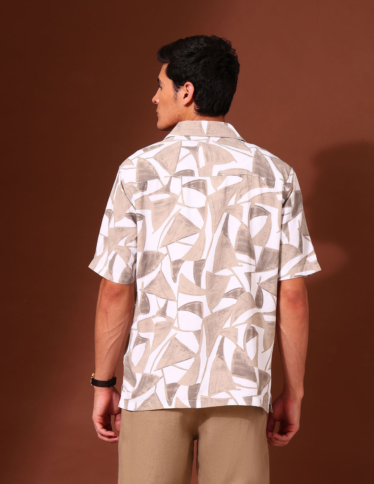 Abstract Printed Tailored Fit Shirt Brown - U.S. Polo Assn. India | Large