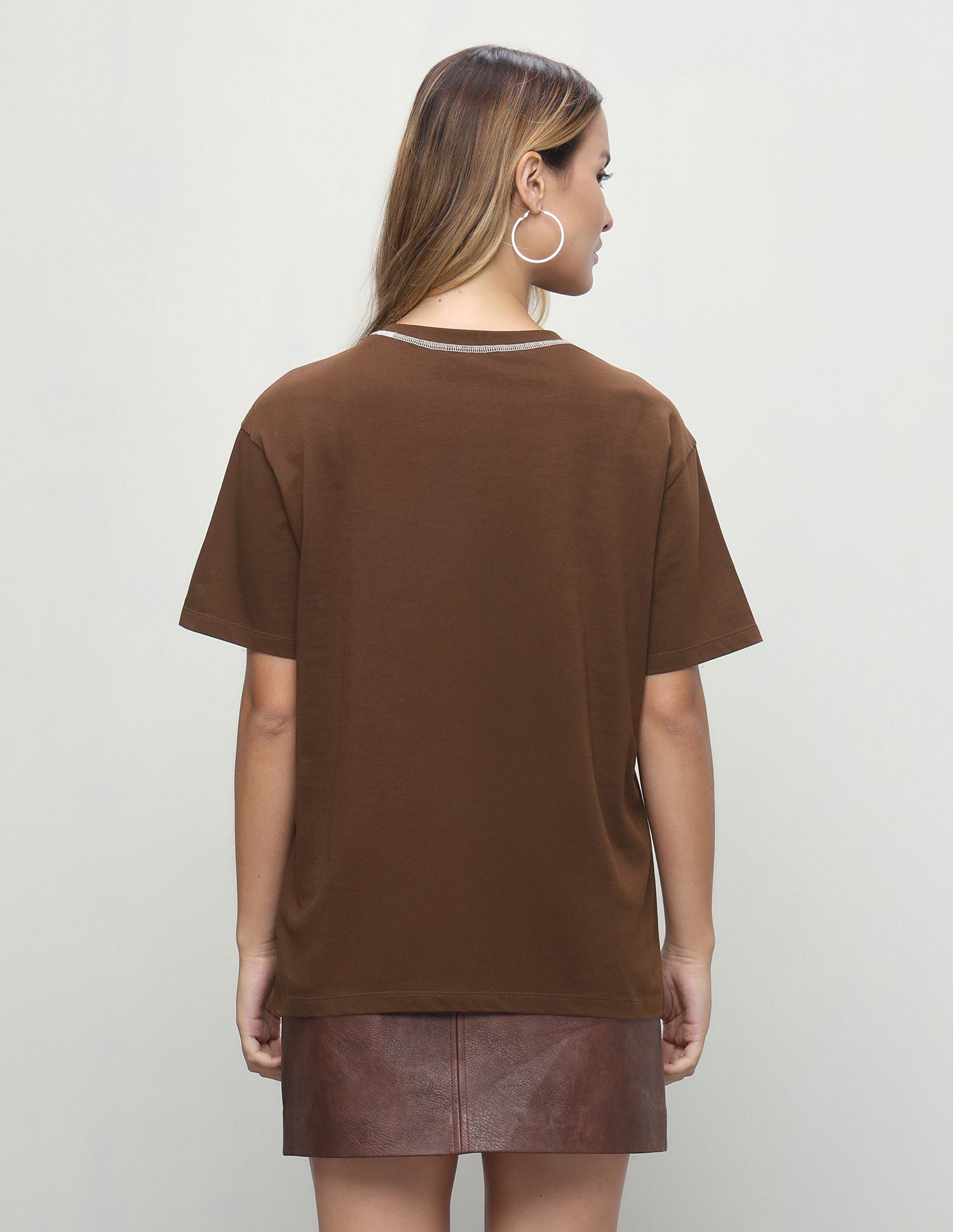 Graphic Brand Printed Oversized Fit T-Shirt Brown - U.S. Polo Assn. India | Large
