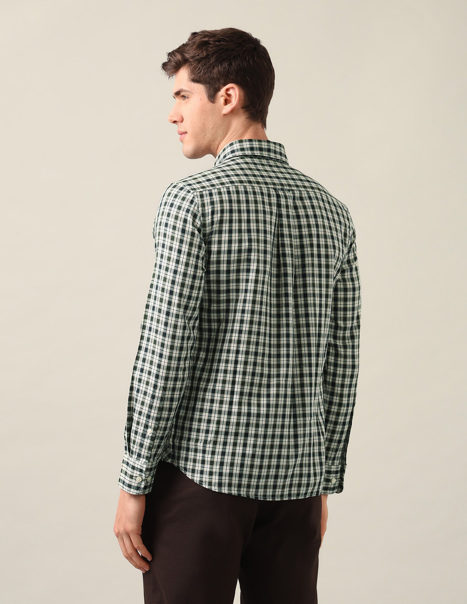 Grid Tattersall Checked Twill Shirt Dark Green - U.S. Polo Assn. India | Large