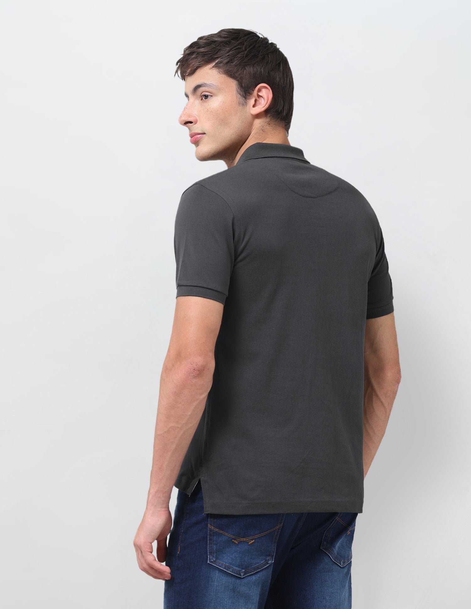 Solid Slim Fit Polo Shirt Dark Grey - U.S. Polo Assn. India | Large