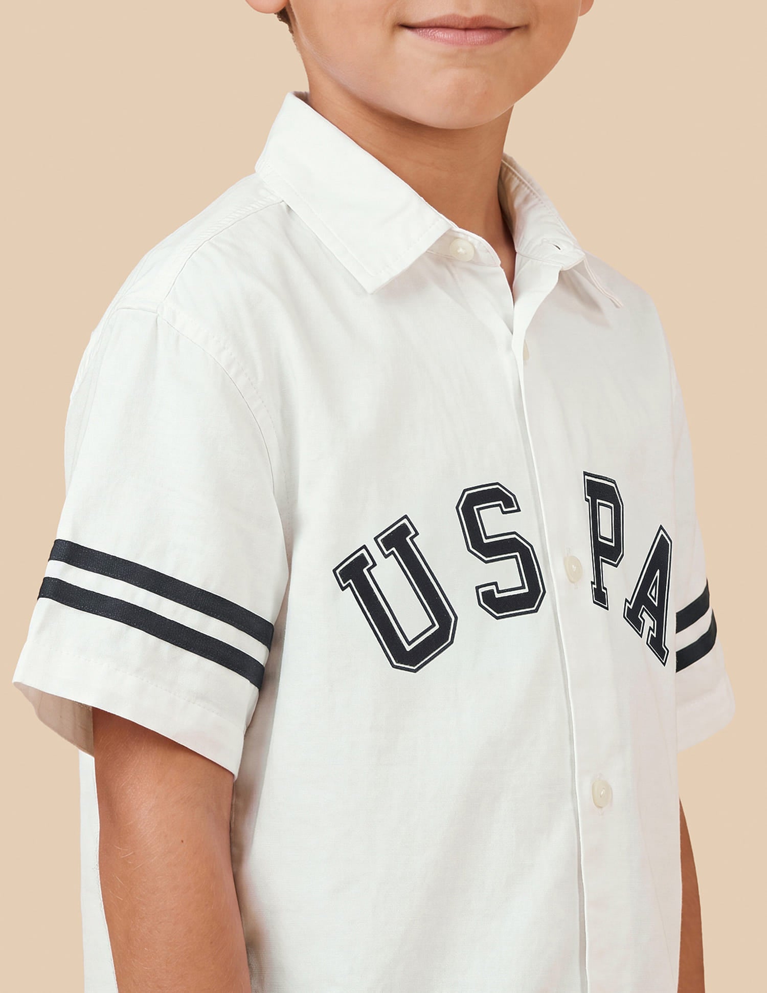 Brand Printed Boxy Fit Shirt White - U.S. Polo Assn. India | Large