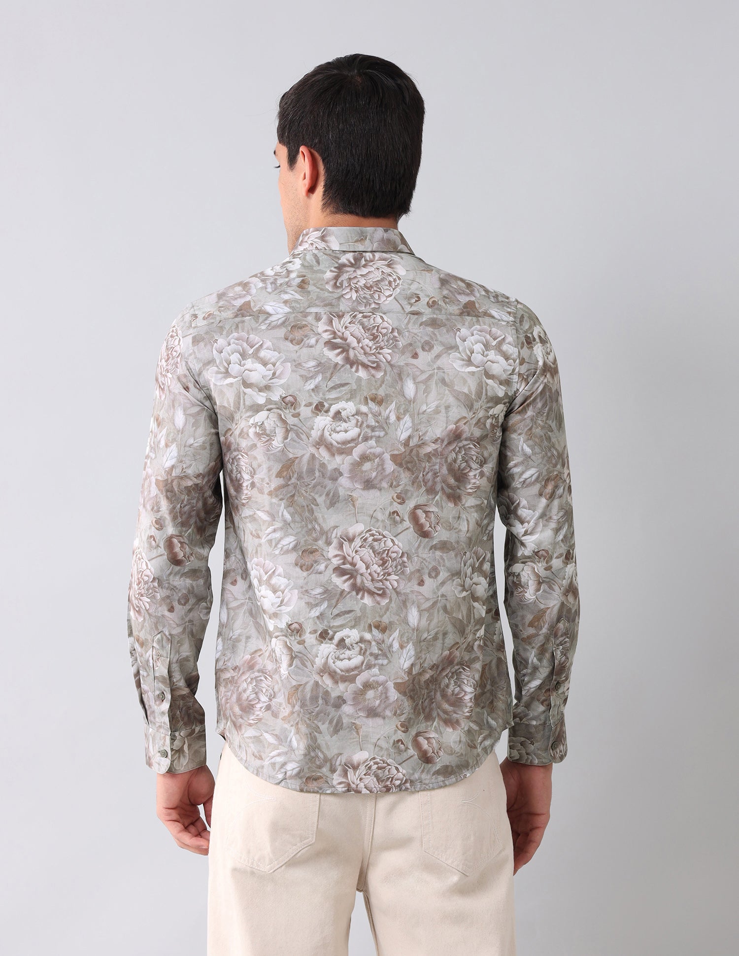 Regular Fit Floral Printed Shirt Light Grey - U.S. Polo Assn. India | Large
