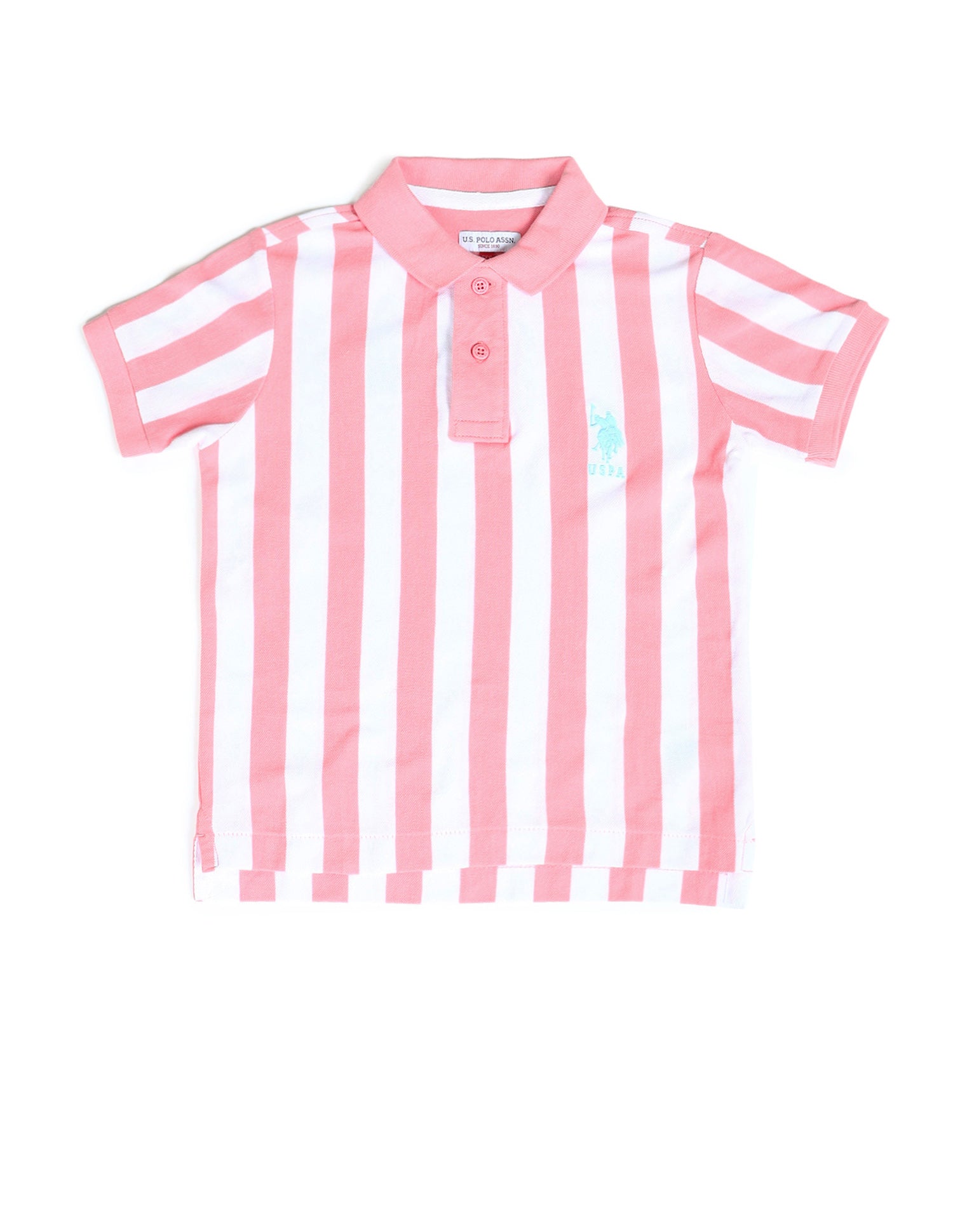 Boys Vertical Striped Regular Fit Polo Shirts Light Pink - U.S. POLO ASSN. | Large