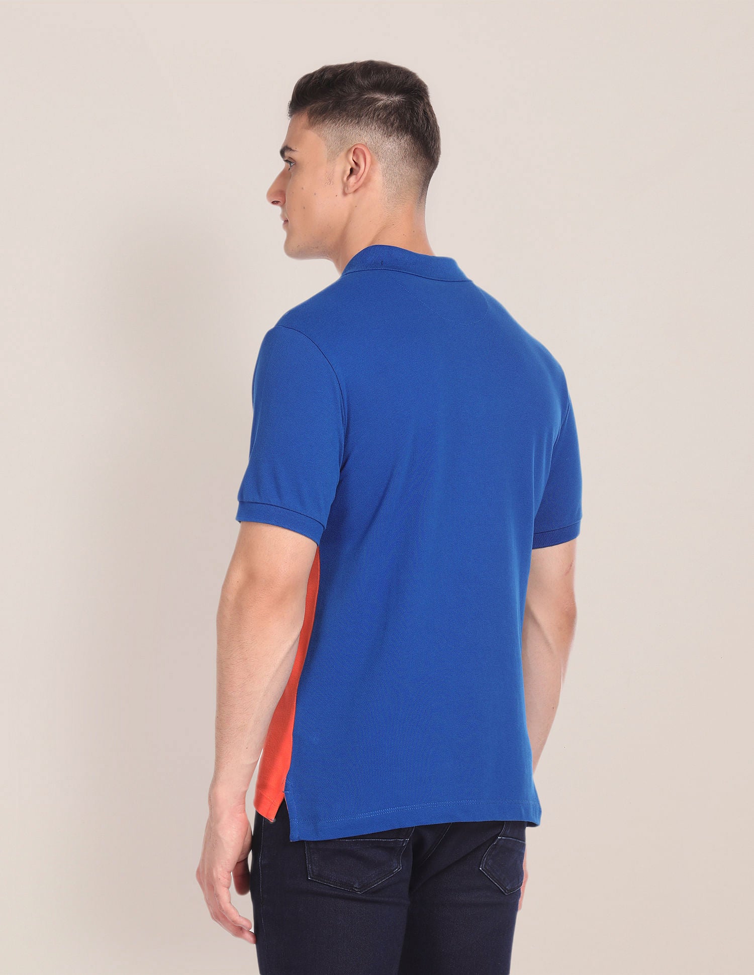 Colour Blocked Cotton Polo Shirt Blue - U.S. Polo Assn. India | Large