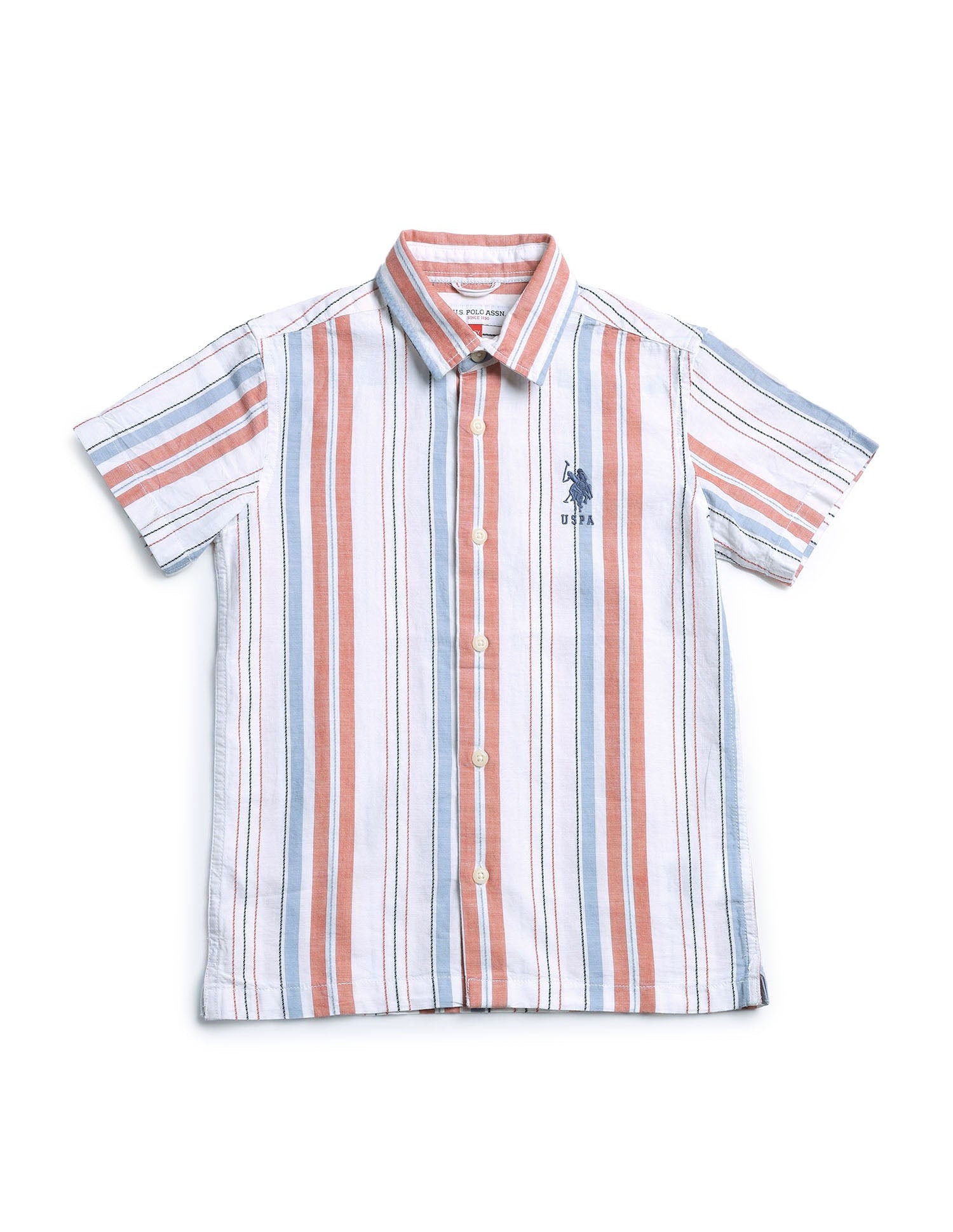 Boys Dobby Vertical Striped Shirt Red - U.S. POLO ASSN. | Large