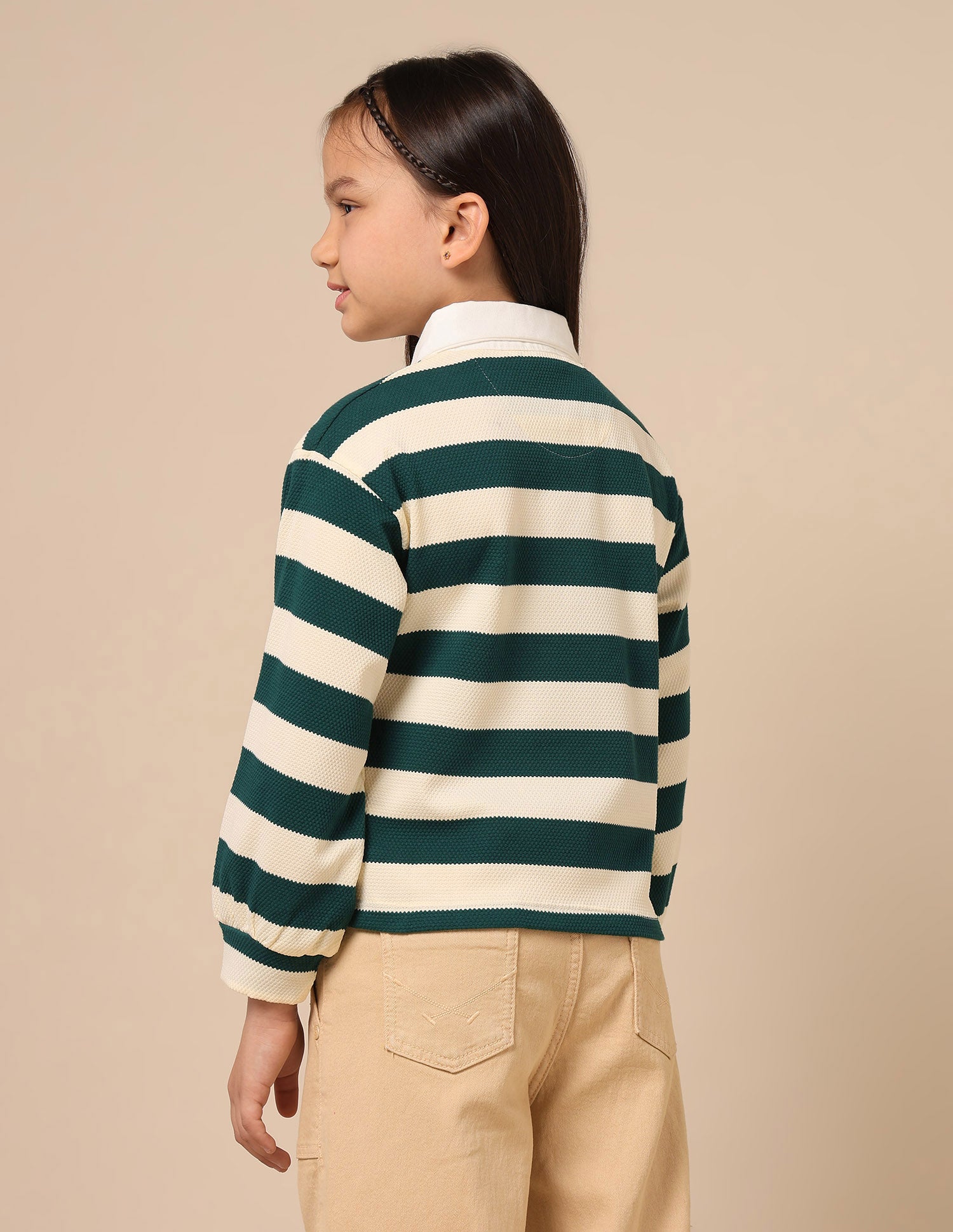 Girls Horizontal Striped Patterned Knit Top Green - U.S. POLO ASSN. | Large