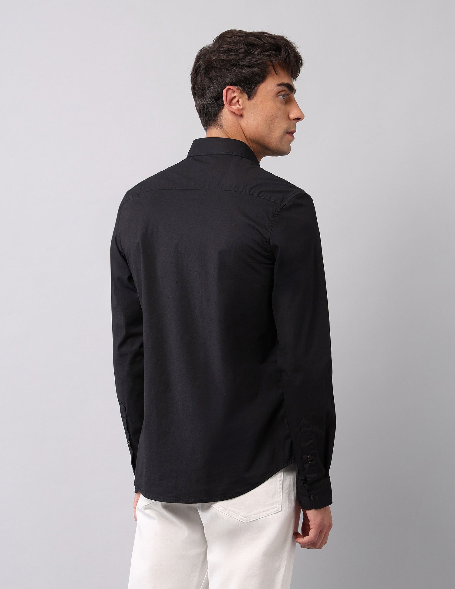 Solid Regular Fit Poplin Shirt Black - U.S. Polo Assn. India | Large
