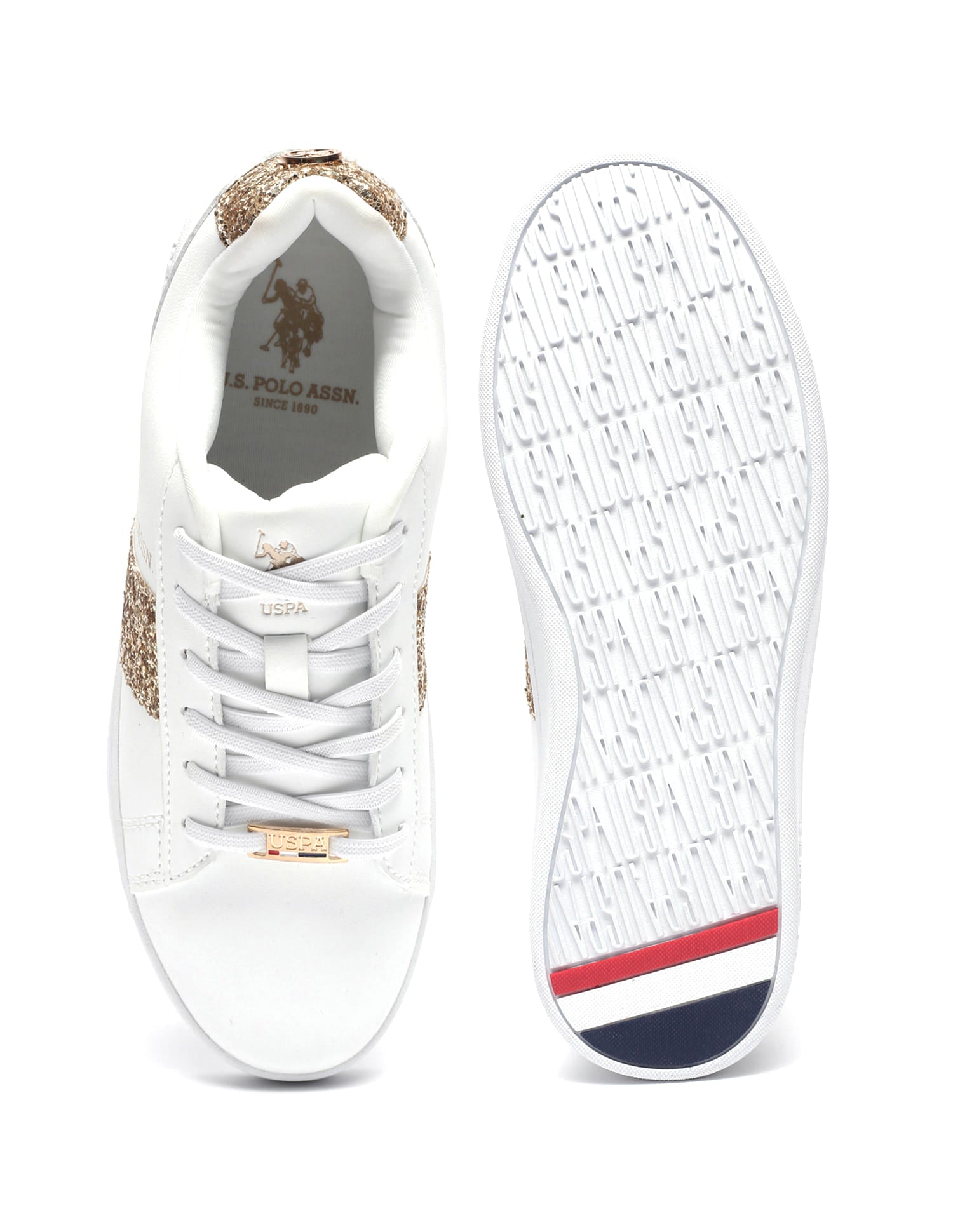 Women Glitter Kate 2.0 Sneakers Off-White - U.S. Polo Assn. India | Large