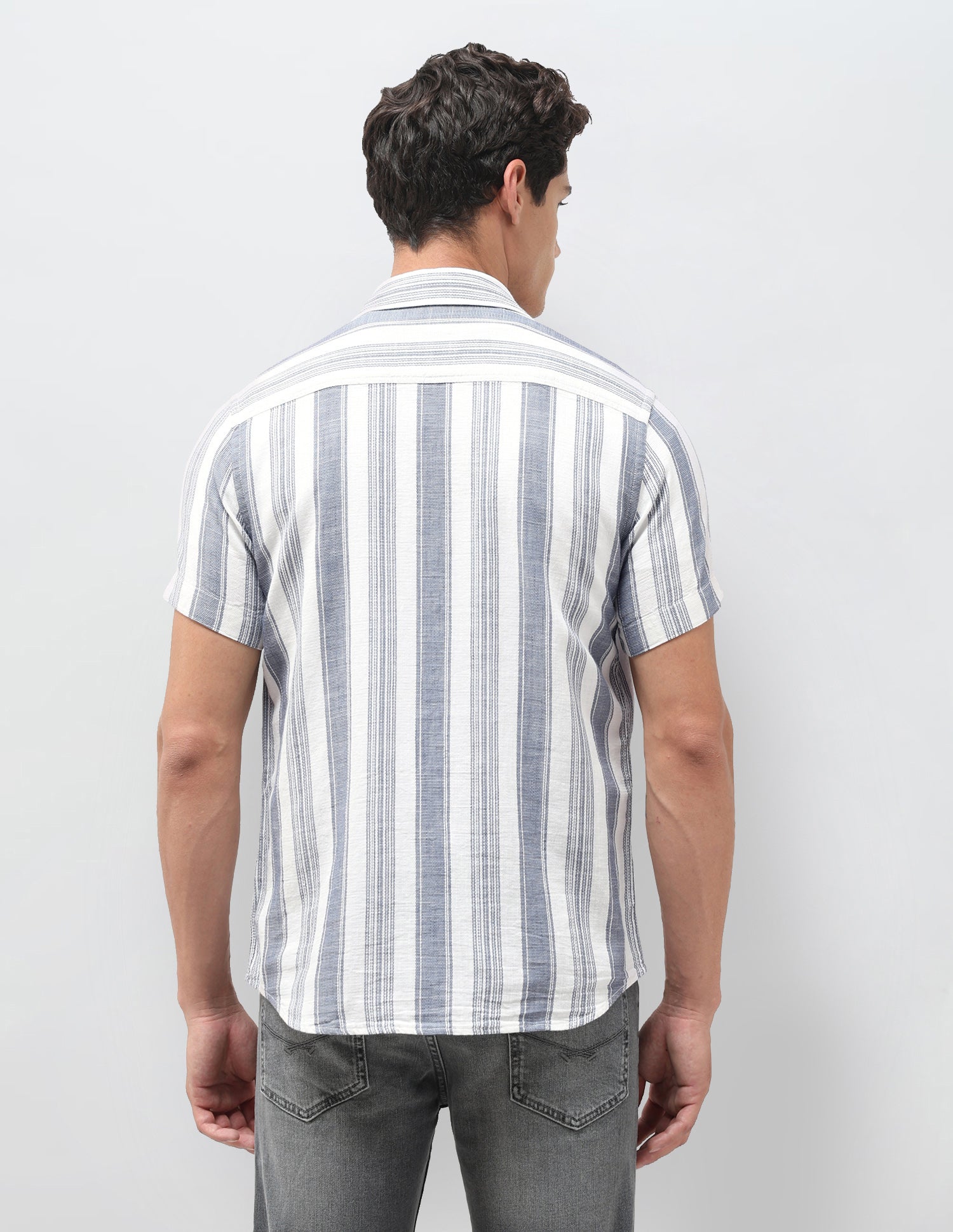 Dobby Vertical Striped Shirt Navy - U.S. Polo Assn. India | Large