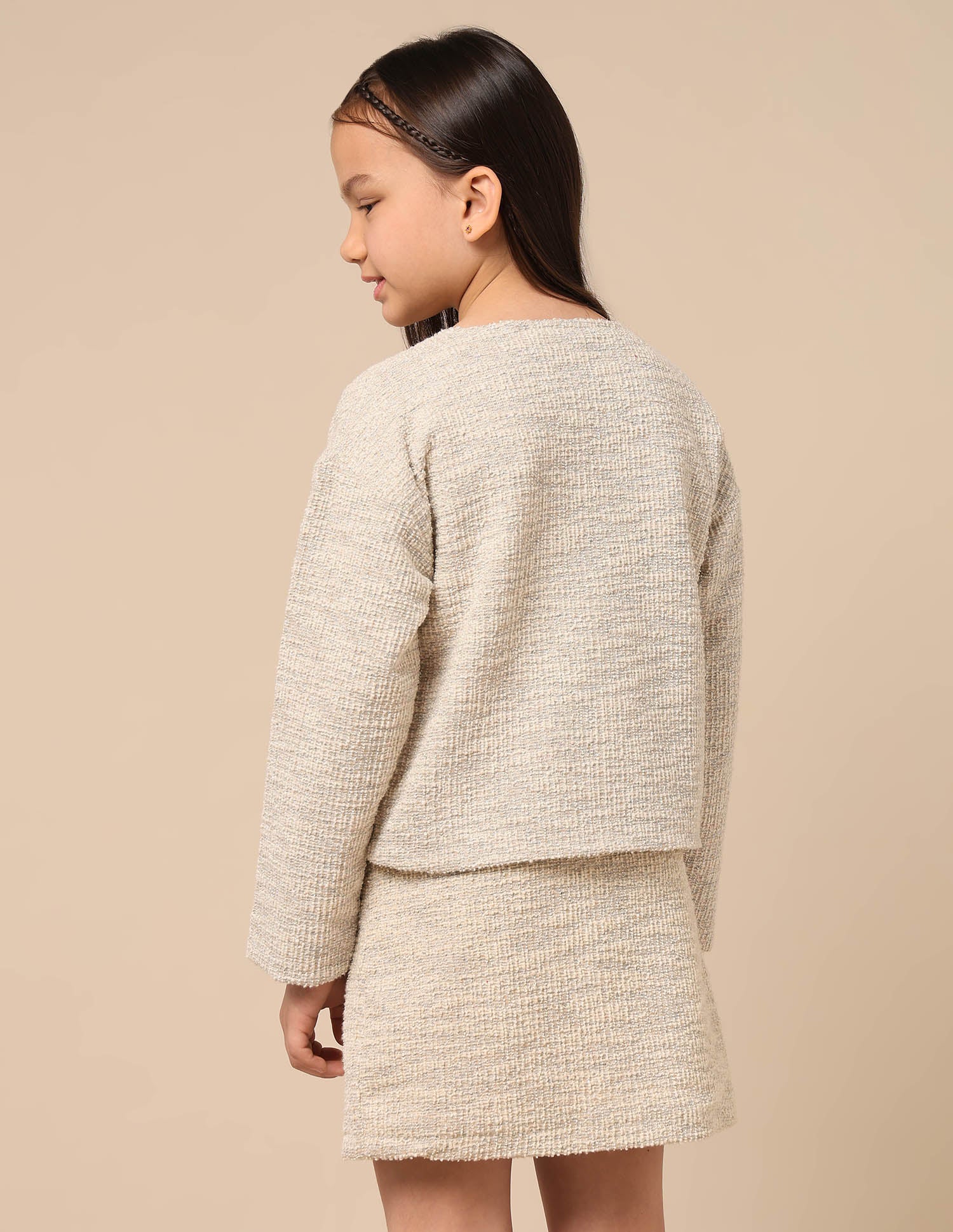 Girls Textured Boxy Fit Jacket Off White - U.S. POLO ASSN. | Large