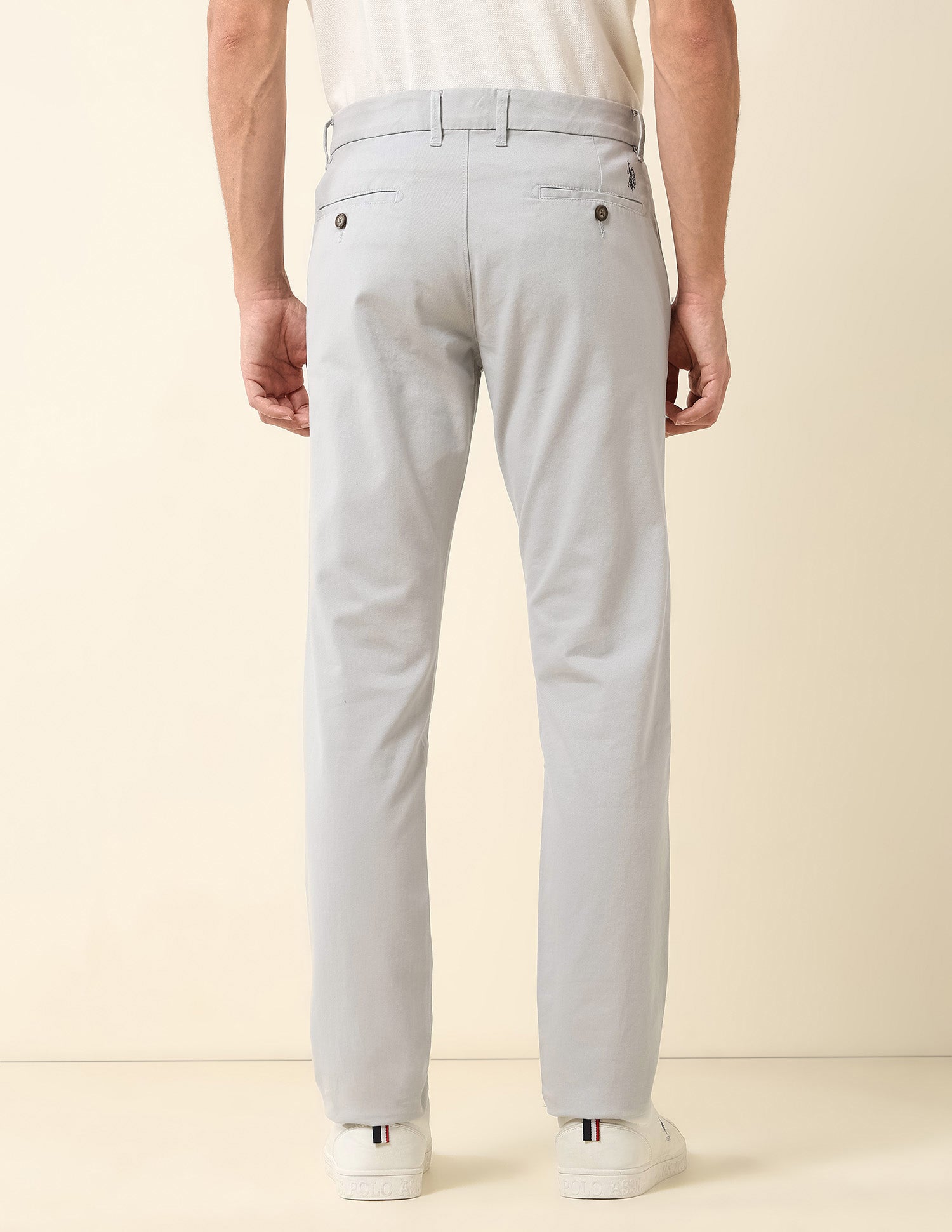 Austin Slim Fit Satin Trousers Light Grey - U.S. Polo Assn. India | Large