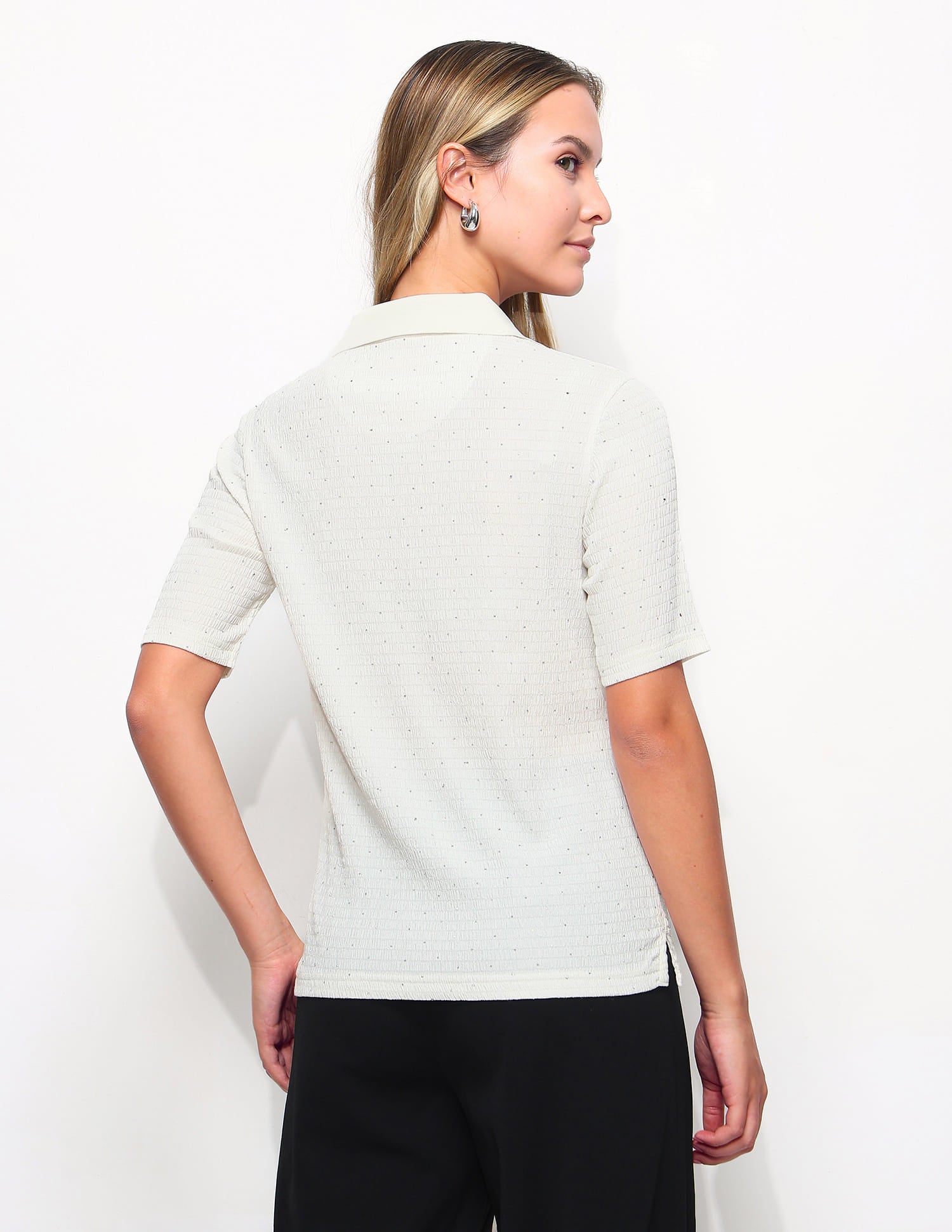 Embellished Textured Polo Shirt White - U.S. Polo Assn. India | Large