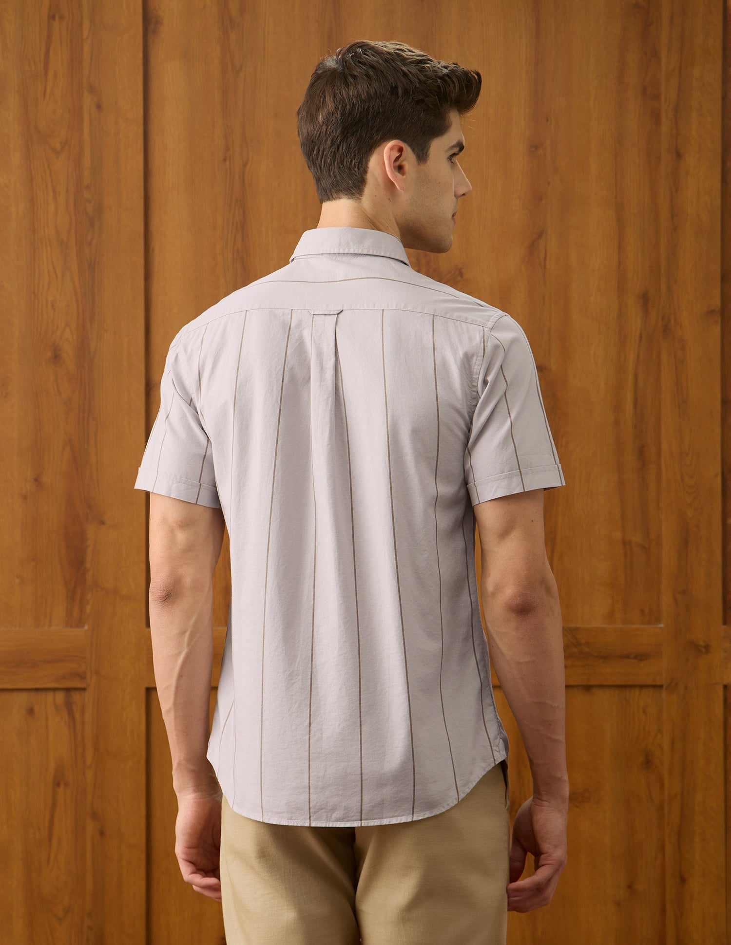 Oxford Vertical Striped Shirt Beige - U.S. Polo Assn. India | Large