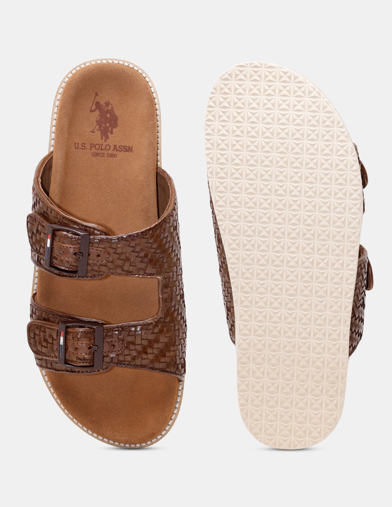 Men Miley Double Strap Flip Flops Brown - U.S. POLO ASSN. | Large