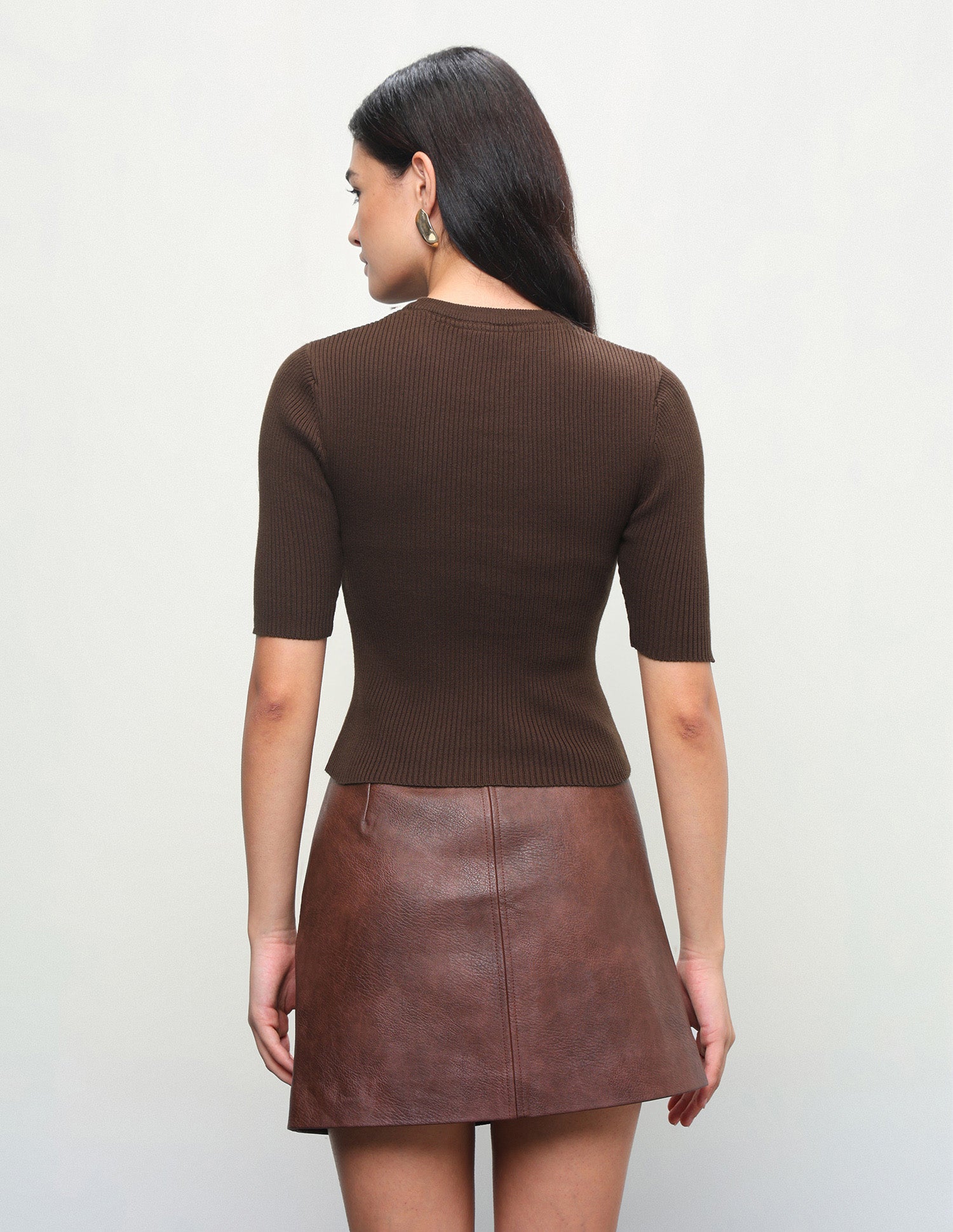 Solid Fitted Top Dark Brown - U.S. Polo Assn. India | Large
