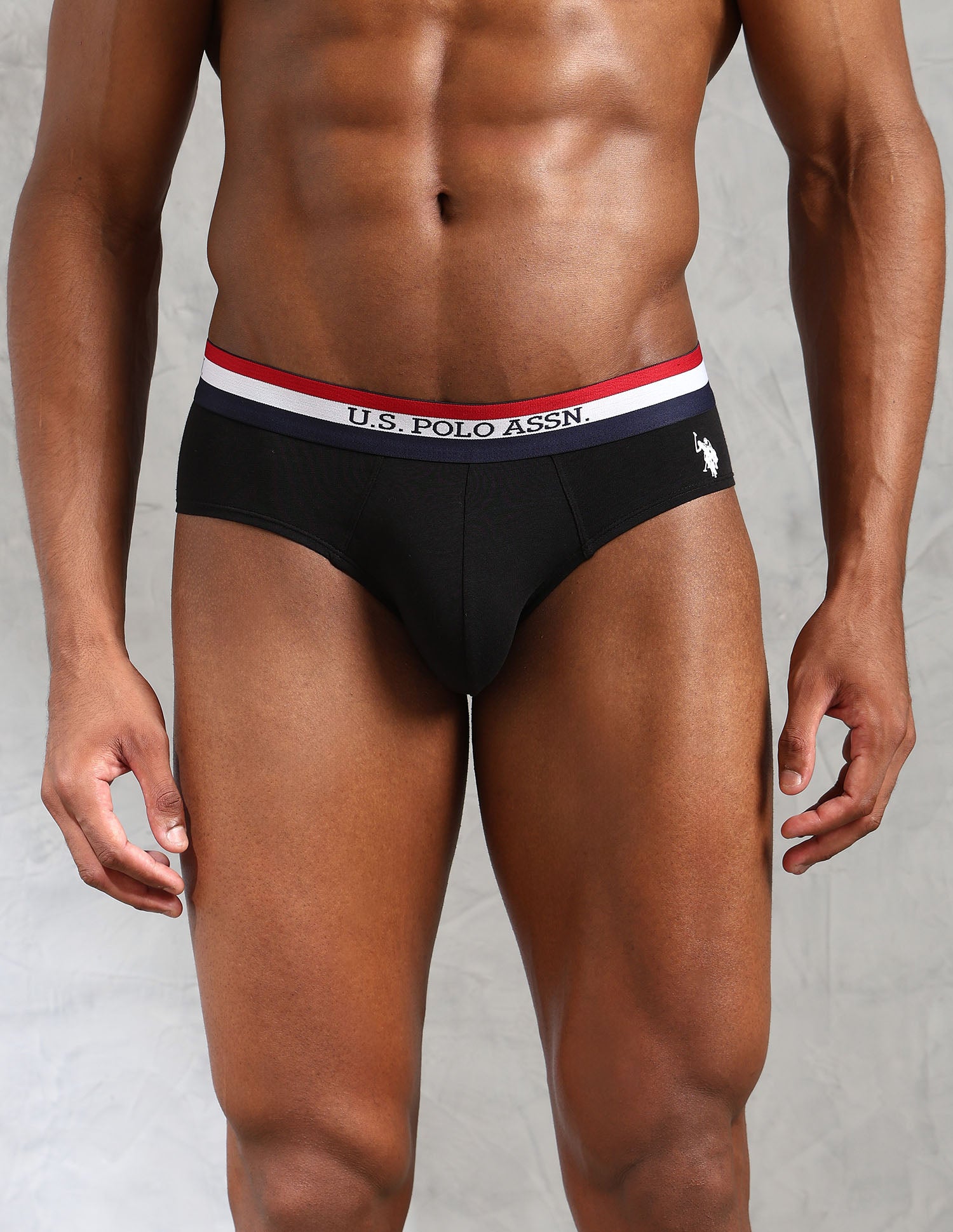 Striped Waistband EB002 Briefs - Pack Of 2 Iron Gate and Black - U.S. POLO ASSN. | Large