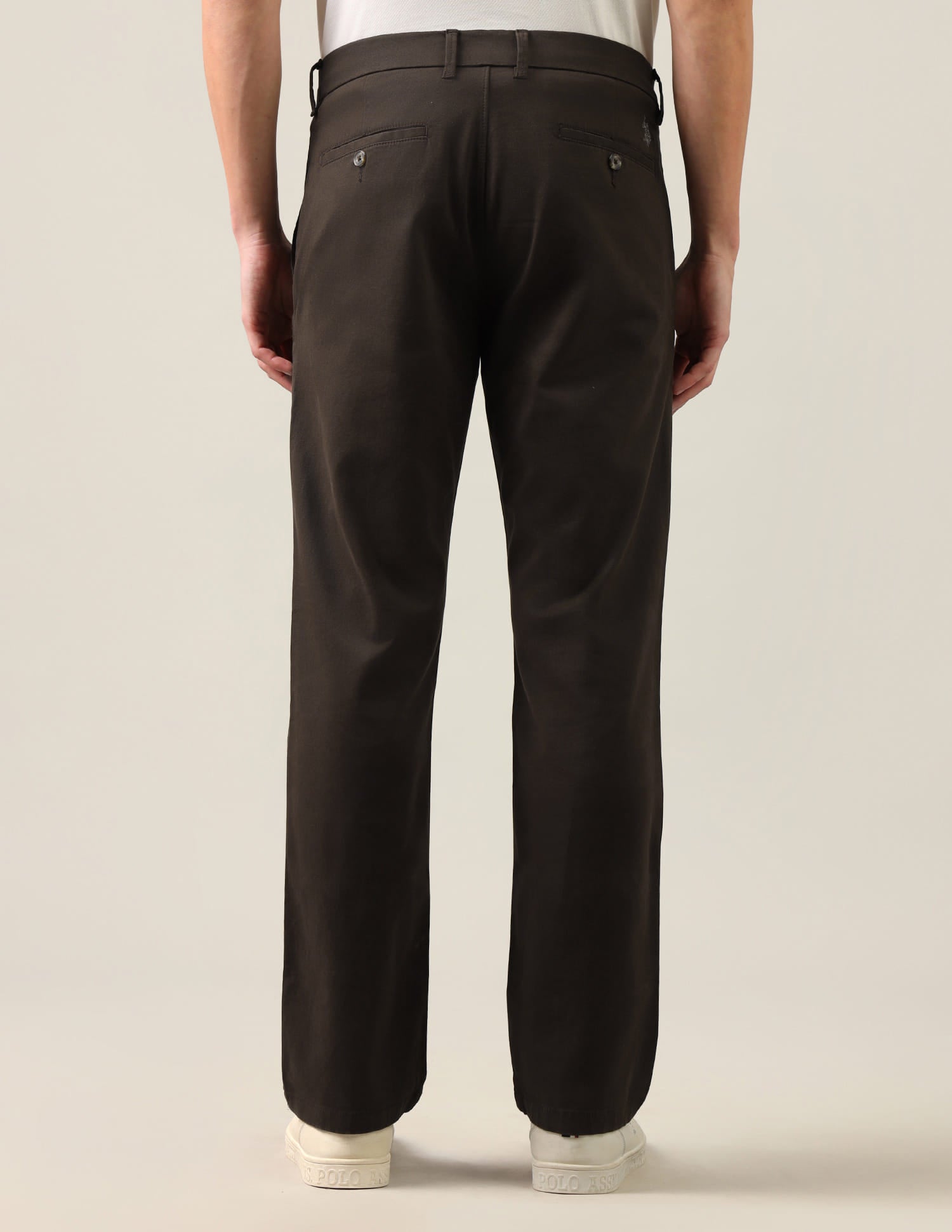Riley Straight Fit Twill Trousers Brown - U.S. Polo Assn. India | Large