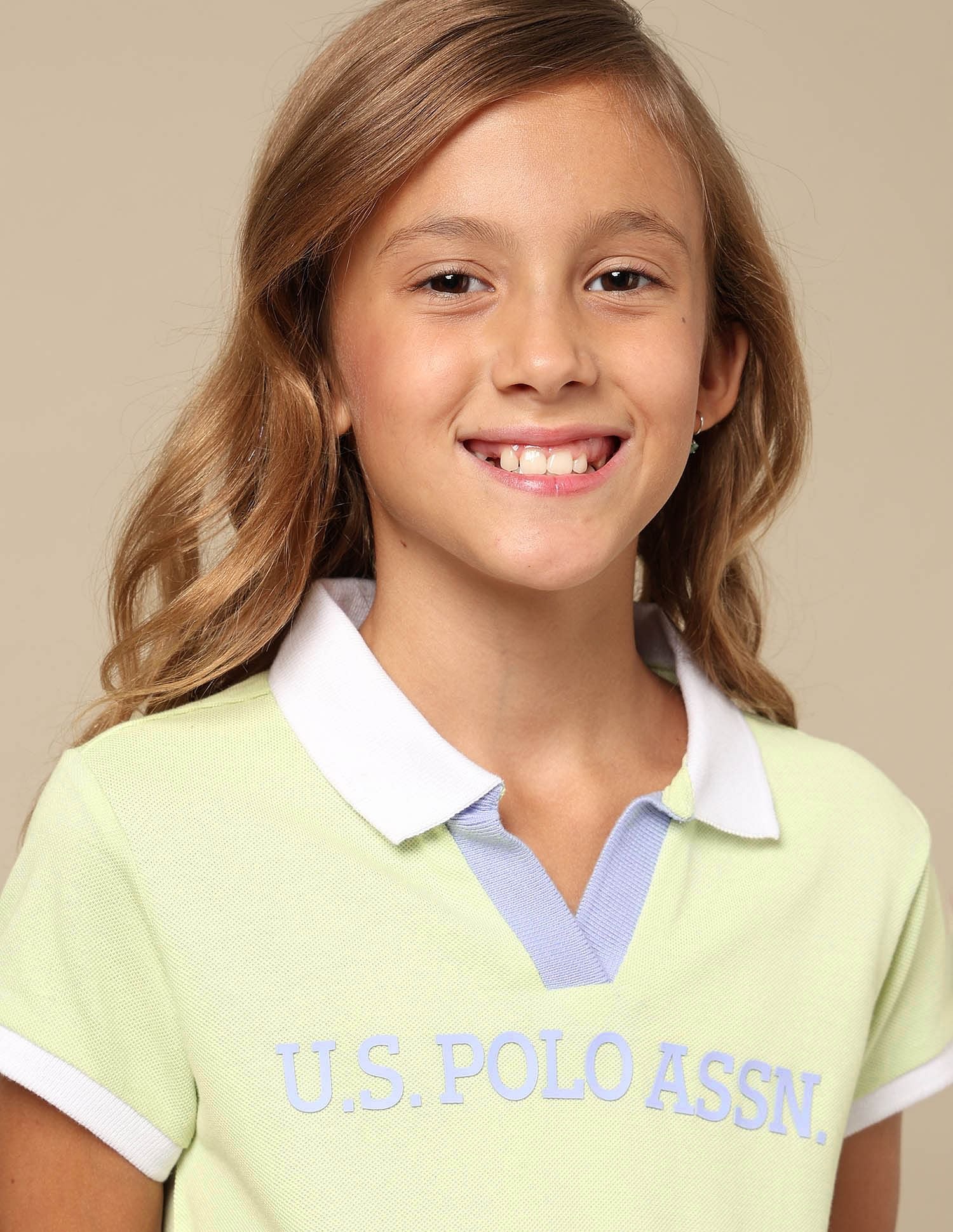 Girls Solid Skater Dress Light Green - U.S. POLO ASSN. | Large