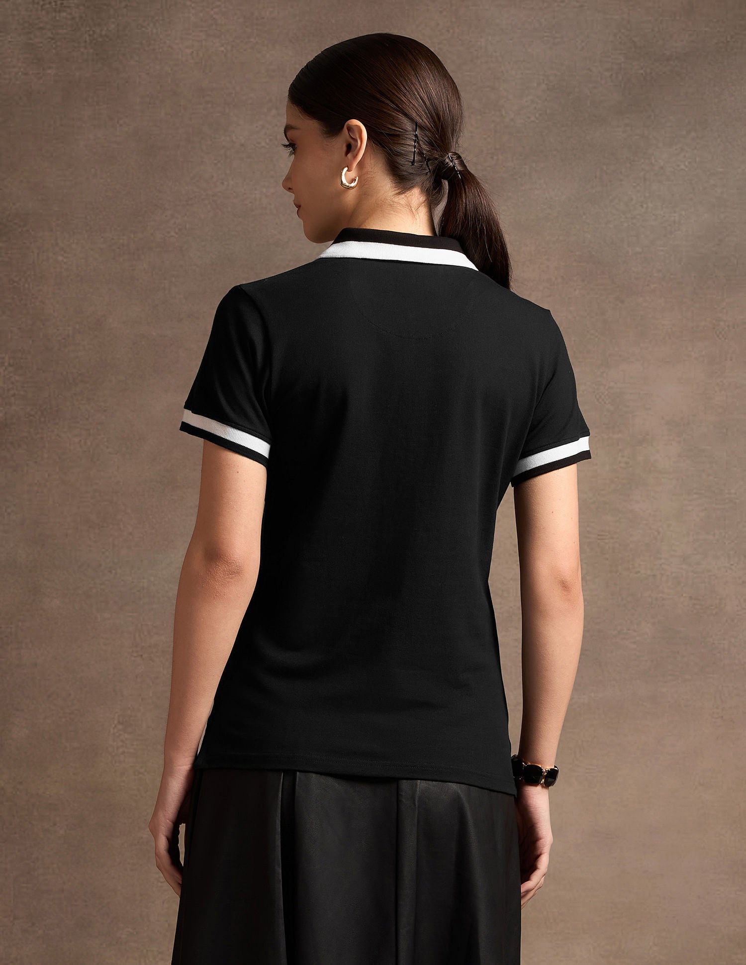 Broad Tipped Collar Solid Polo Shirt Black - U.S. POLO ASSN. | Large